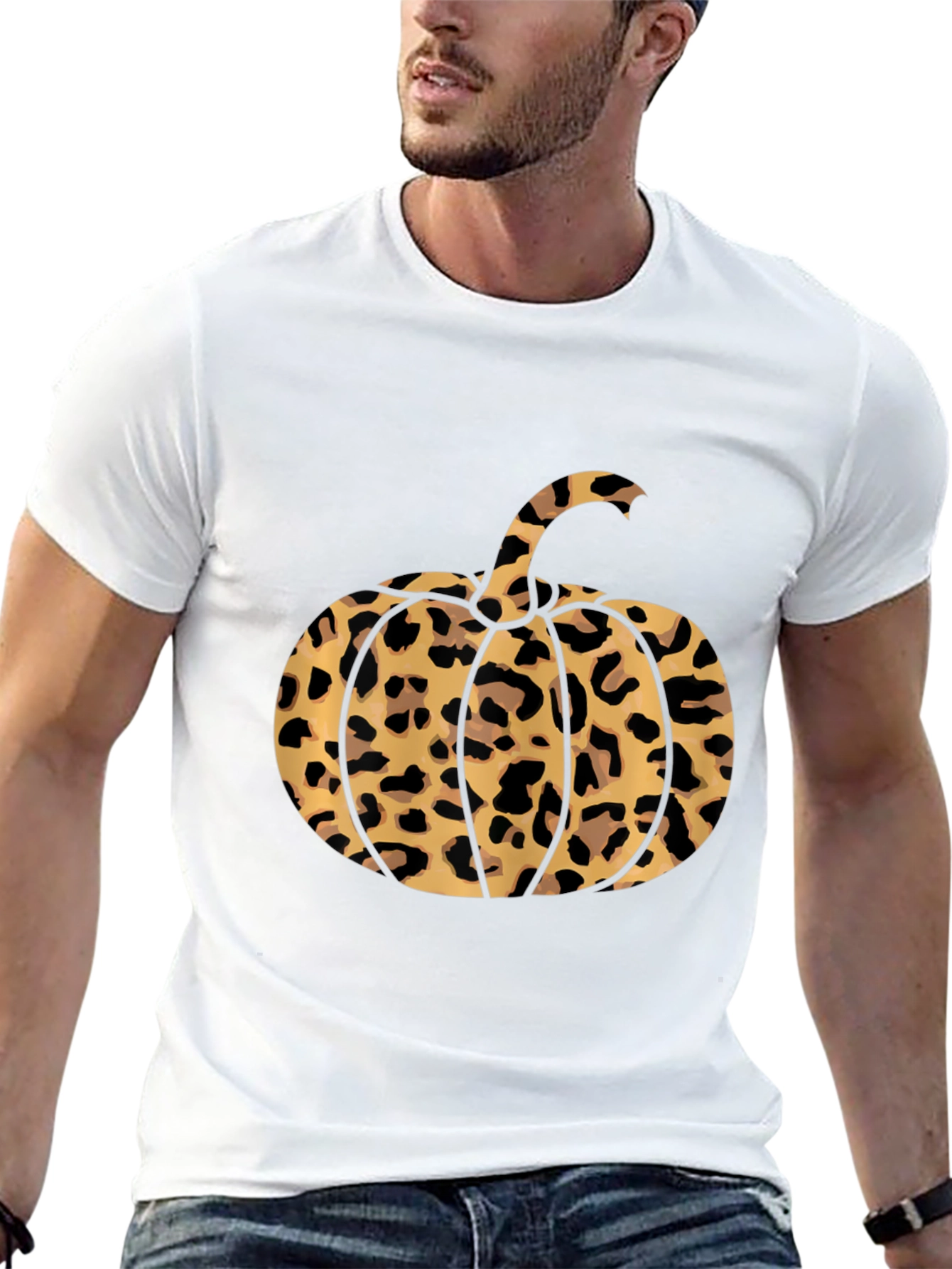 Leopard Print Pumpkin T-Shirt - Fall Fashion