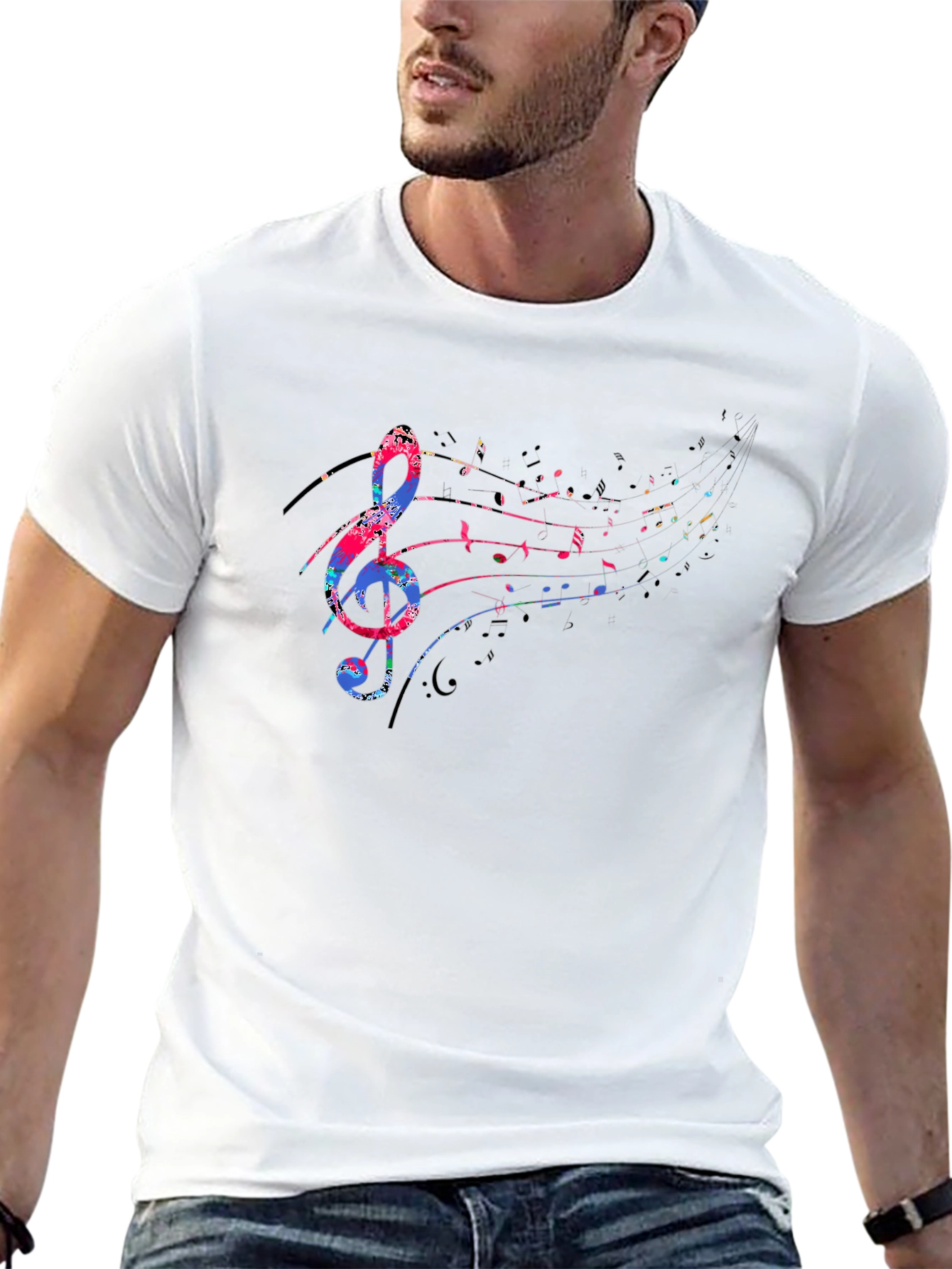 Musical Note Graphic Black T-Shirt