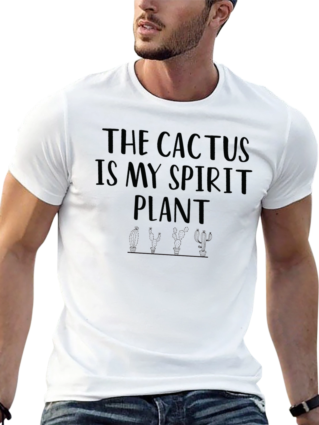 Cactus Spirit Plant Graphic Tee - Black