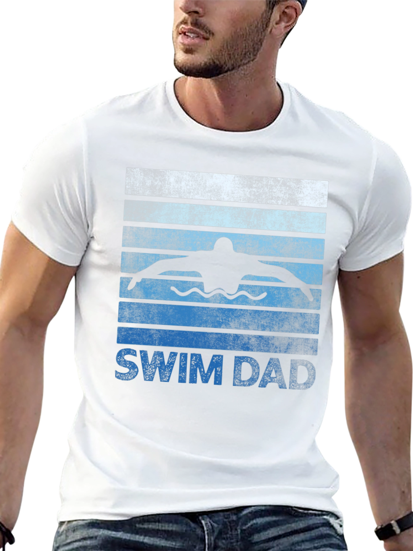 Swim Dad Graphic T-Shirt - Swimmer Father Tee