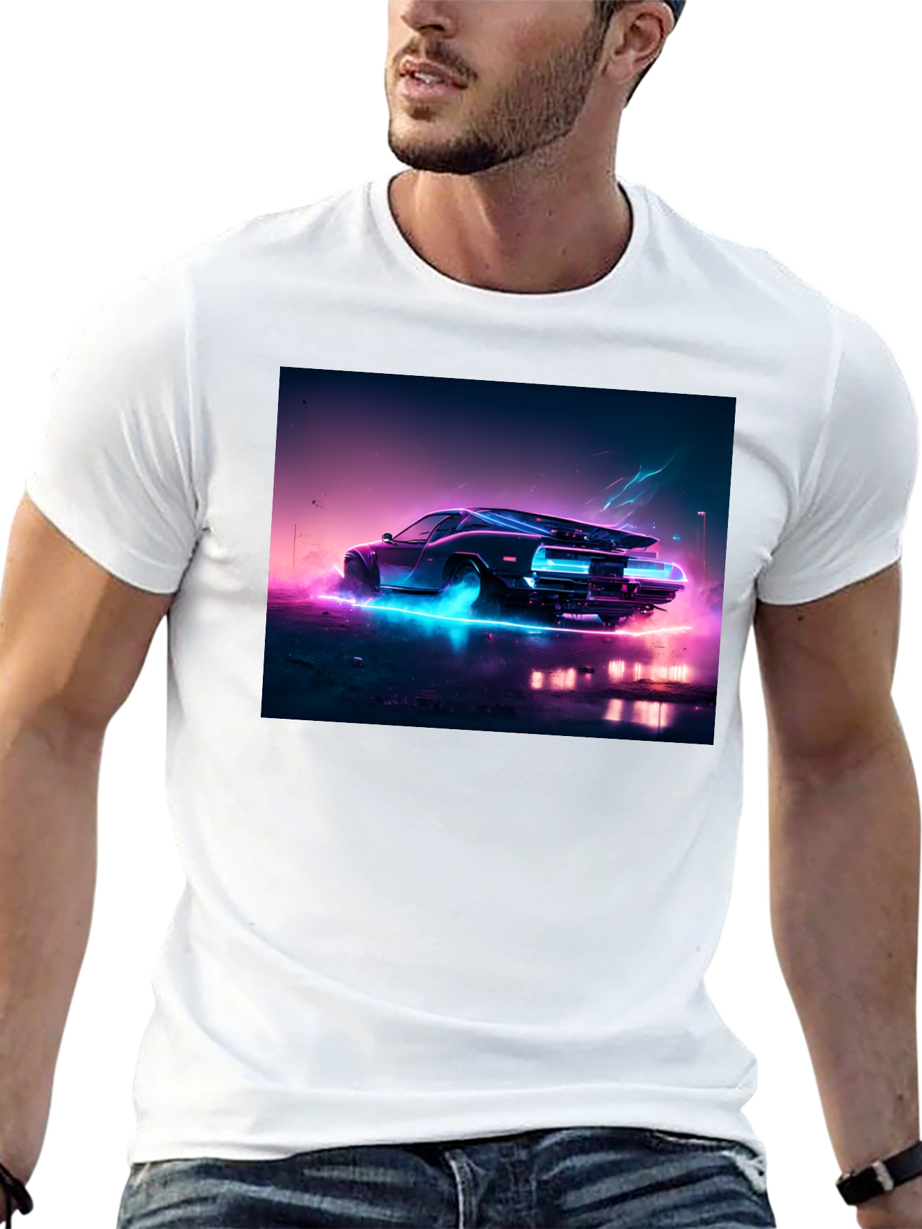 Retro Car Black T-Shirt - Vaporwave Aesthetic