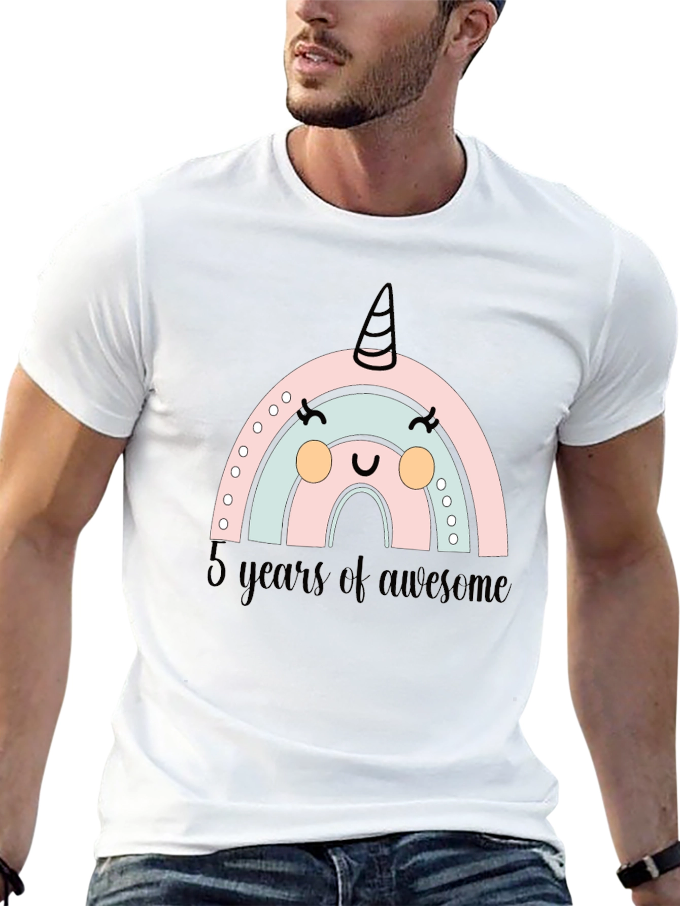 Cute Rainbow Unicorn 5th Birthday T-Shirt