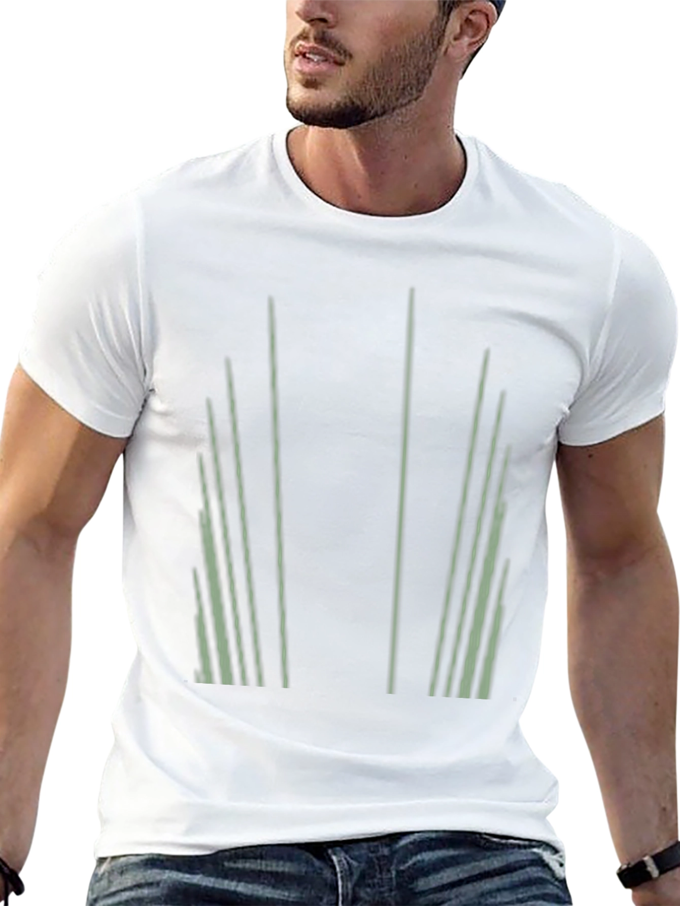Abstract Striped Graphic Print Black T-Shirt