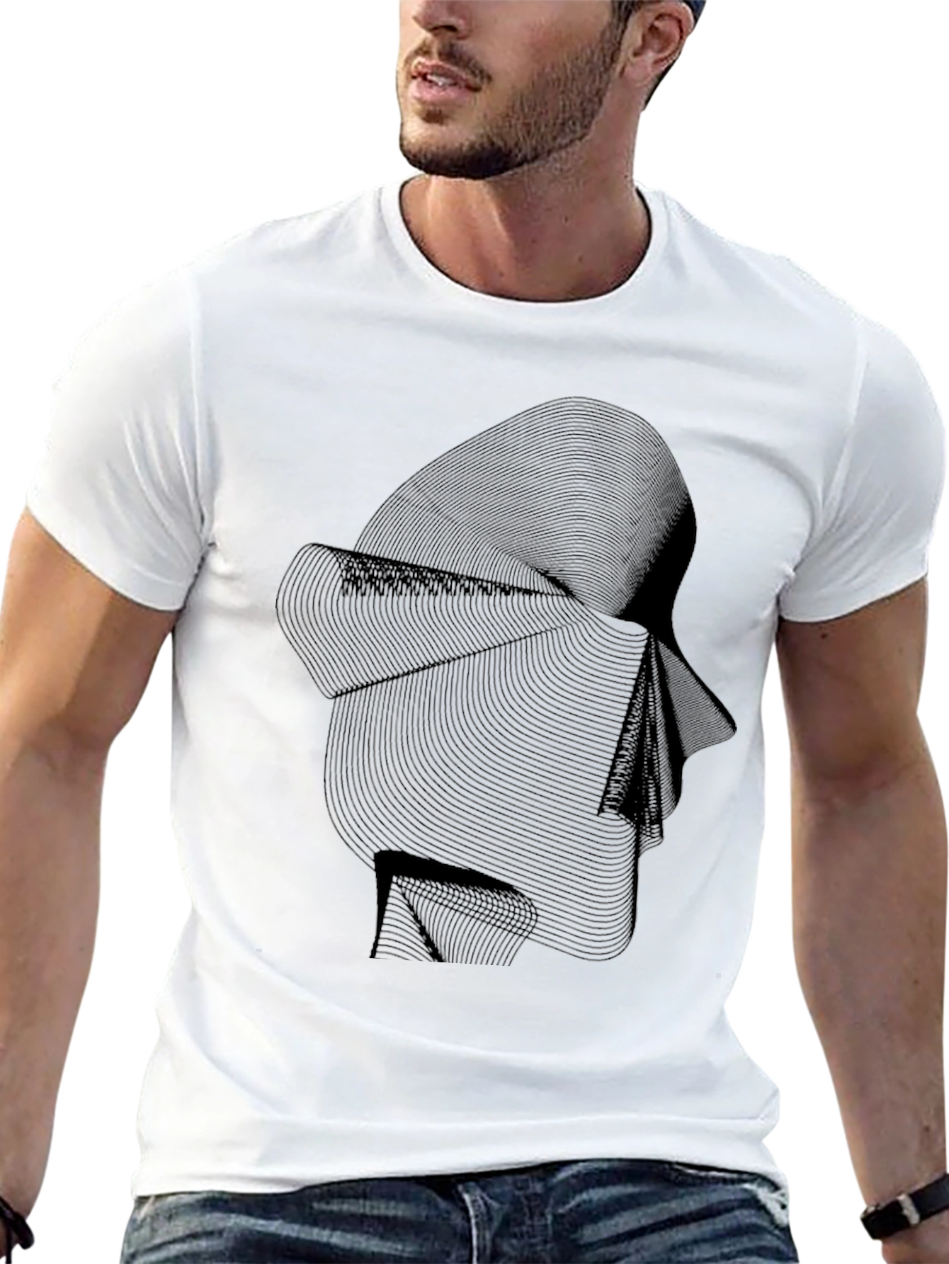 Abstract Line Art Graphic Tee - Modern Style