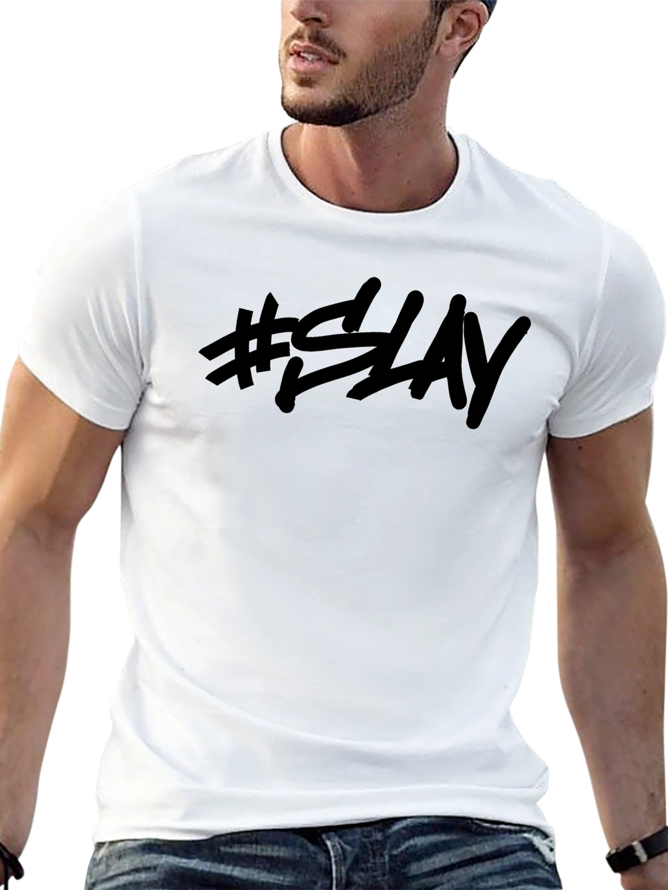 #SLAY Black Graphic Tee - Trendy Casual Style