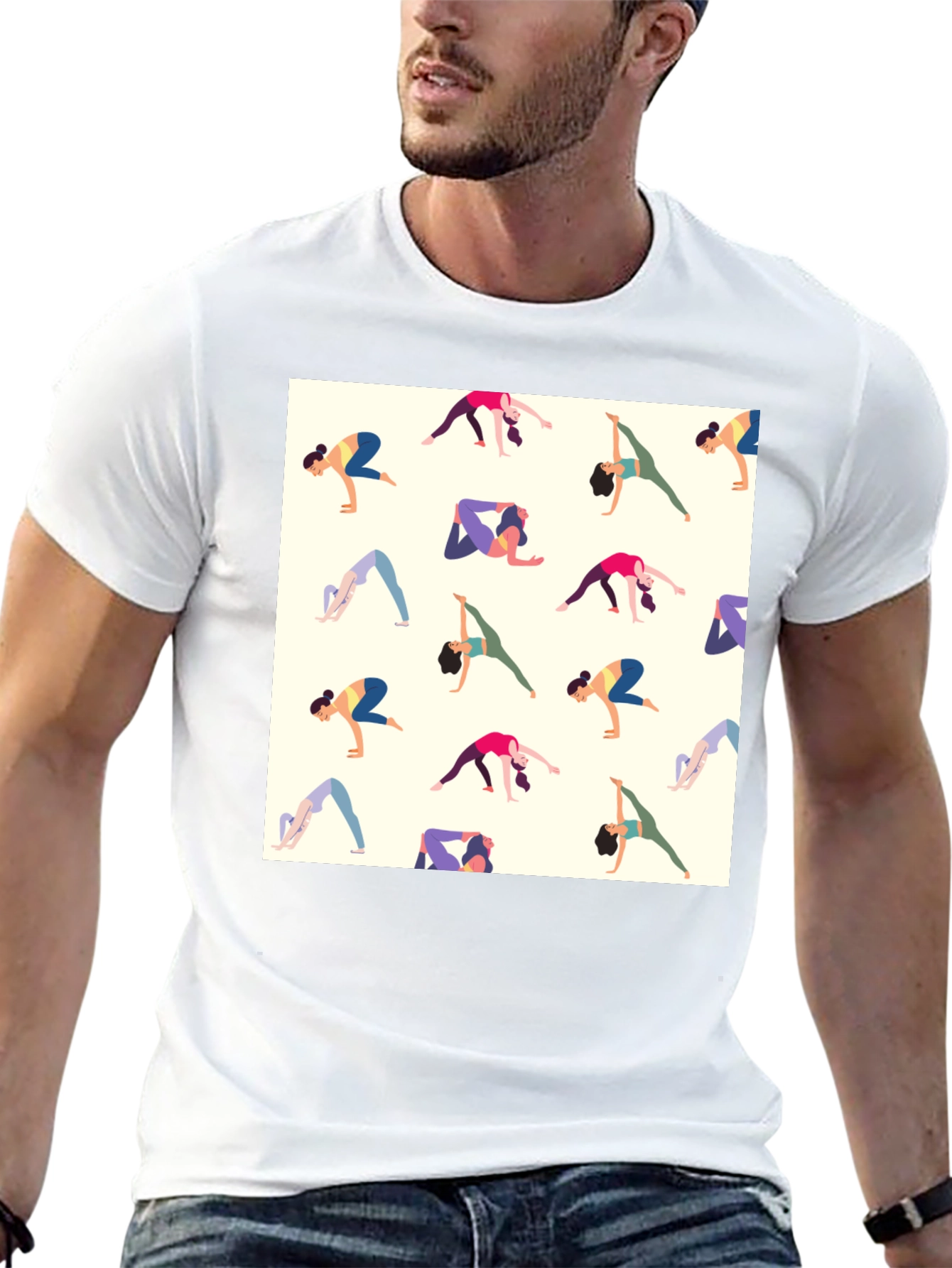 Yoga Patterned Tee - Black Graphic T-Shirt