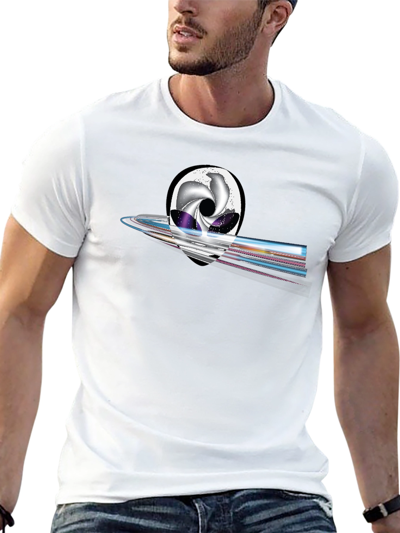 Abstract Alien Head Black T-Shirt