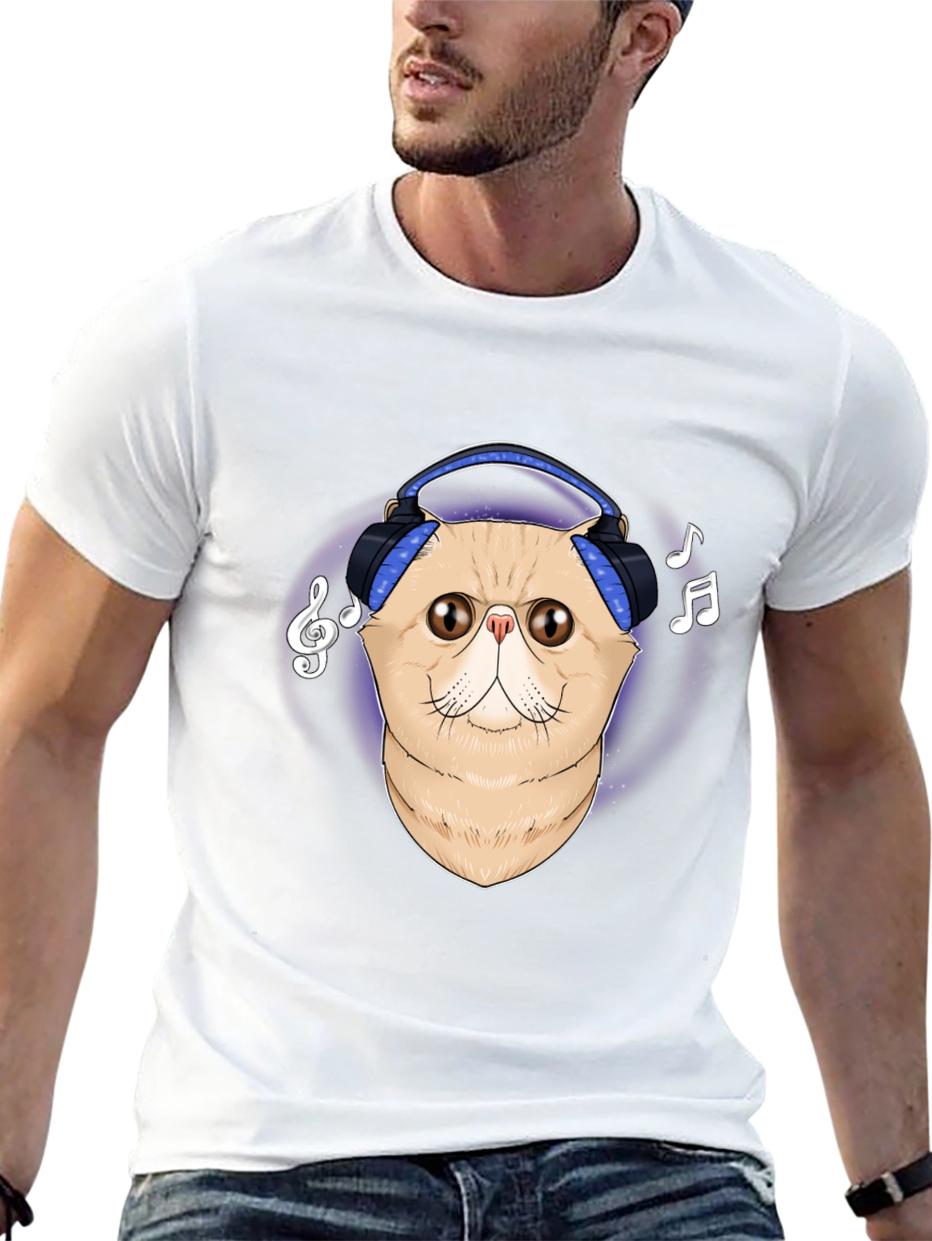 Cool Cat Headphones Graphic T-Shirt