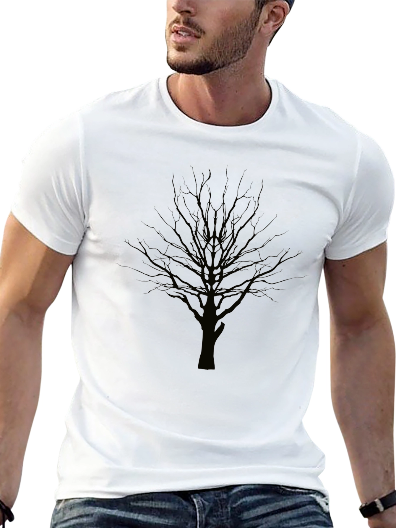 Black T-Shirt with Bare Tree Print