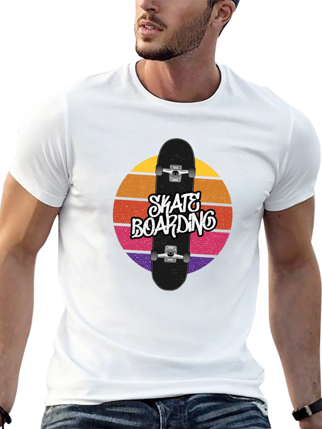 Retro Skateboarding T-Shirt - Sunset Design