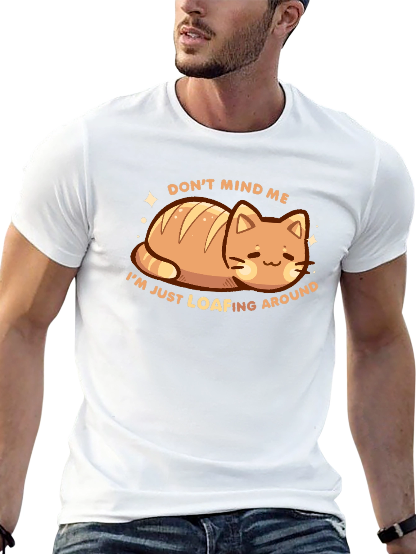 Loafing Around Cat Bread Funny Graphic Tee