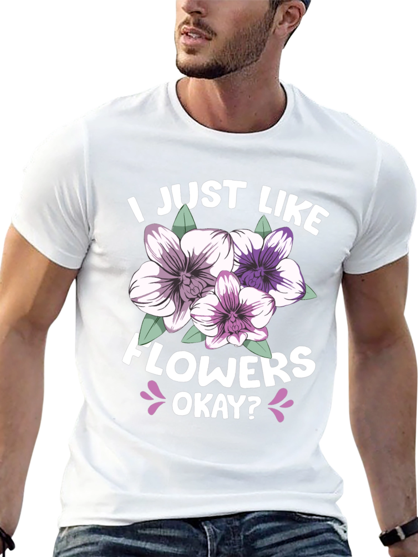 I Just Like Flowers Okay? Black T-Shirt