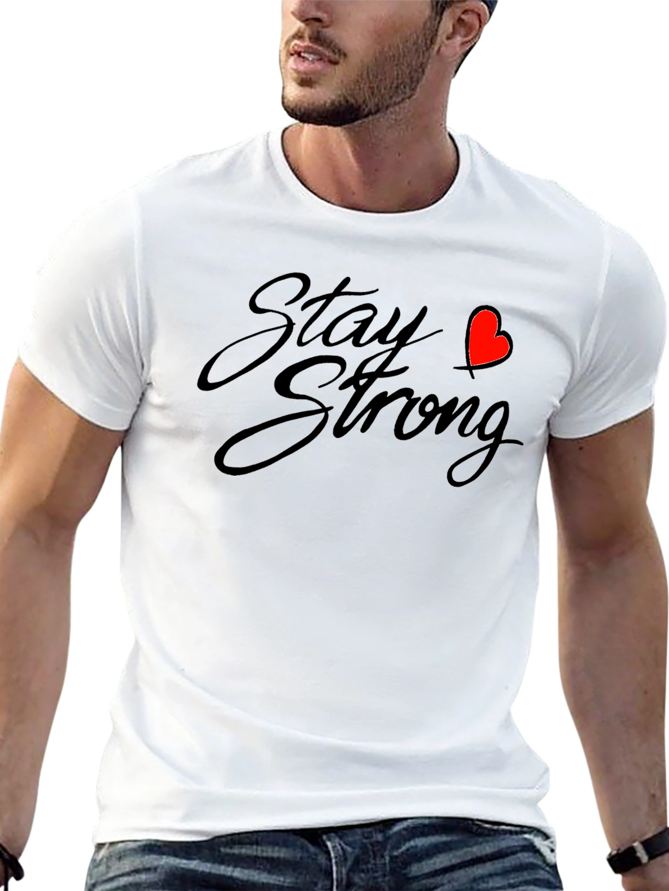 Stay Strong Graphic Tee - Black Casual Comfort