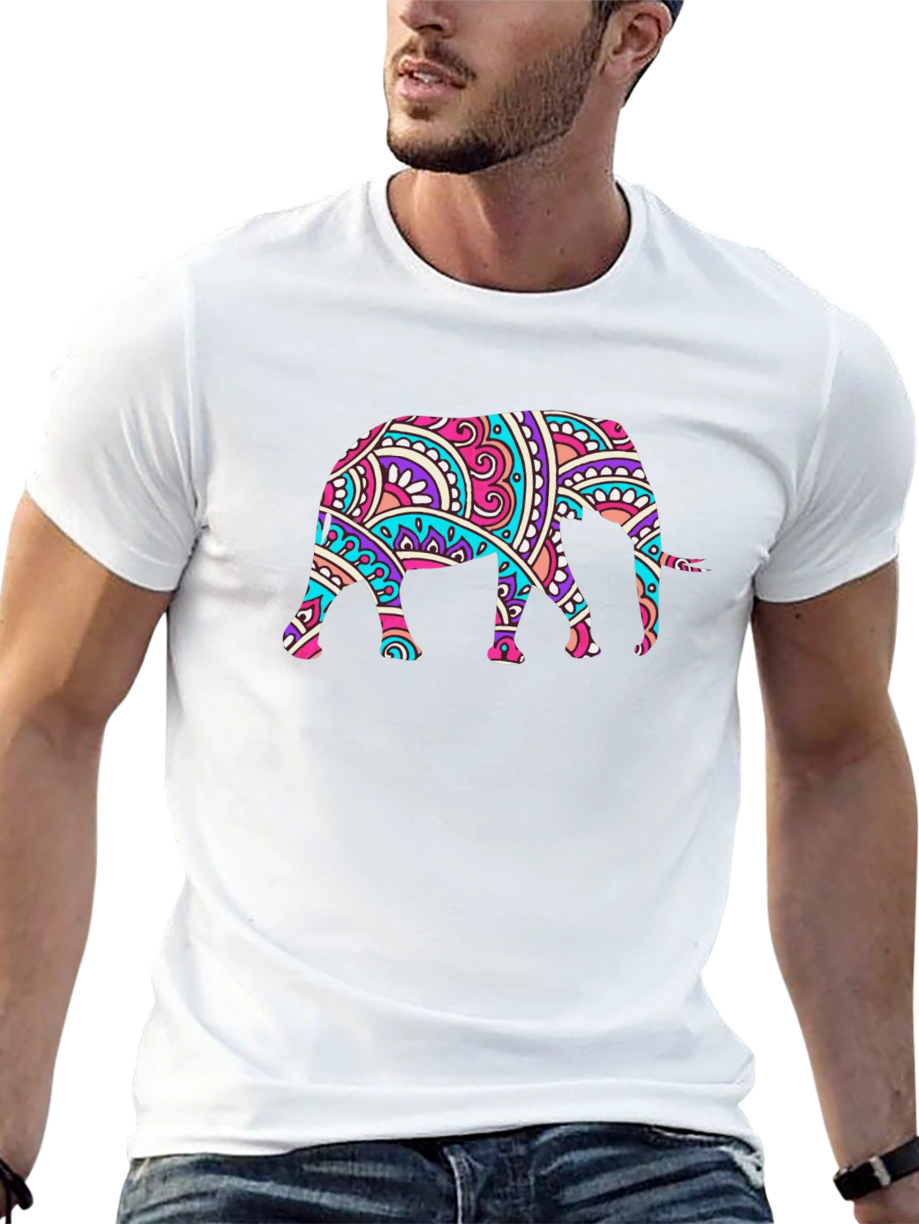 Elephant Mandala Graphic Black T-Shirt