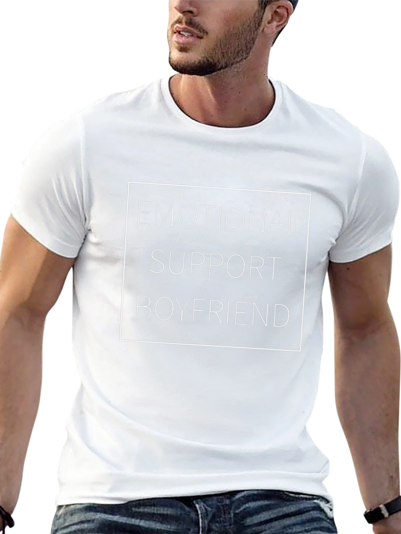Emotional Support Boyfriend Tee - Black Graphic T-Shirt