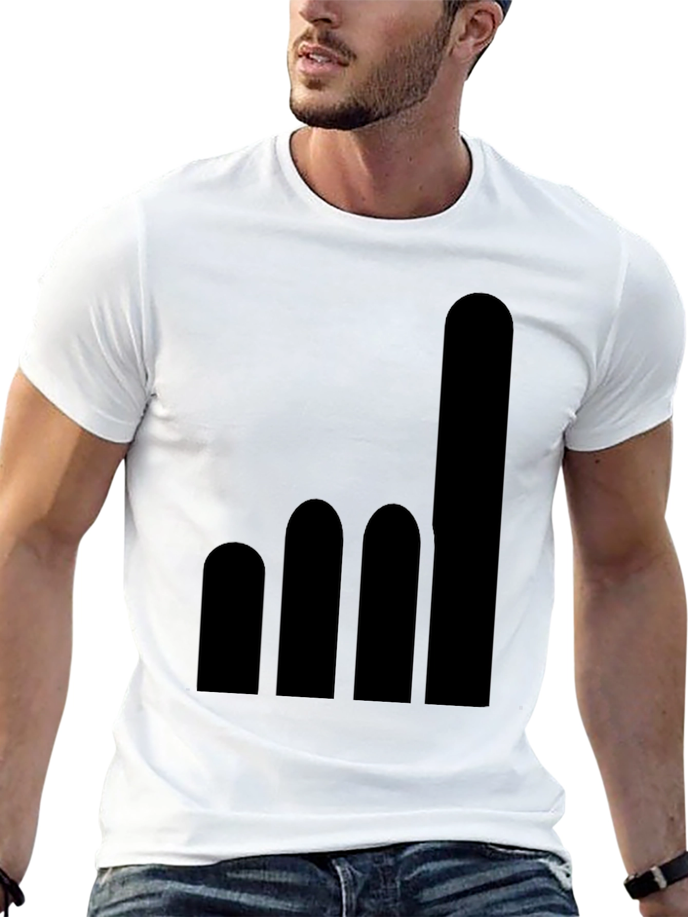 Minimalist Bar Graph Black T-Shirt