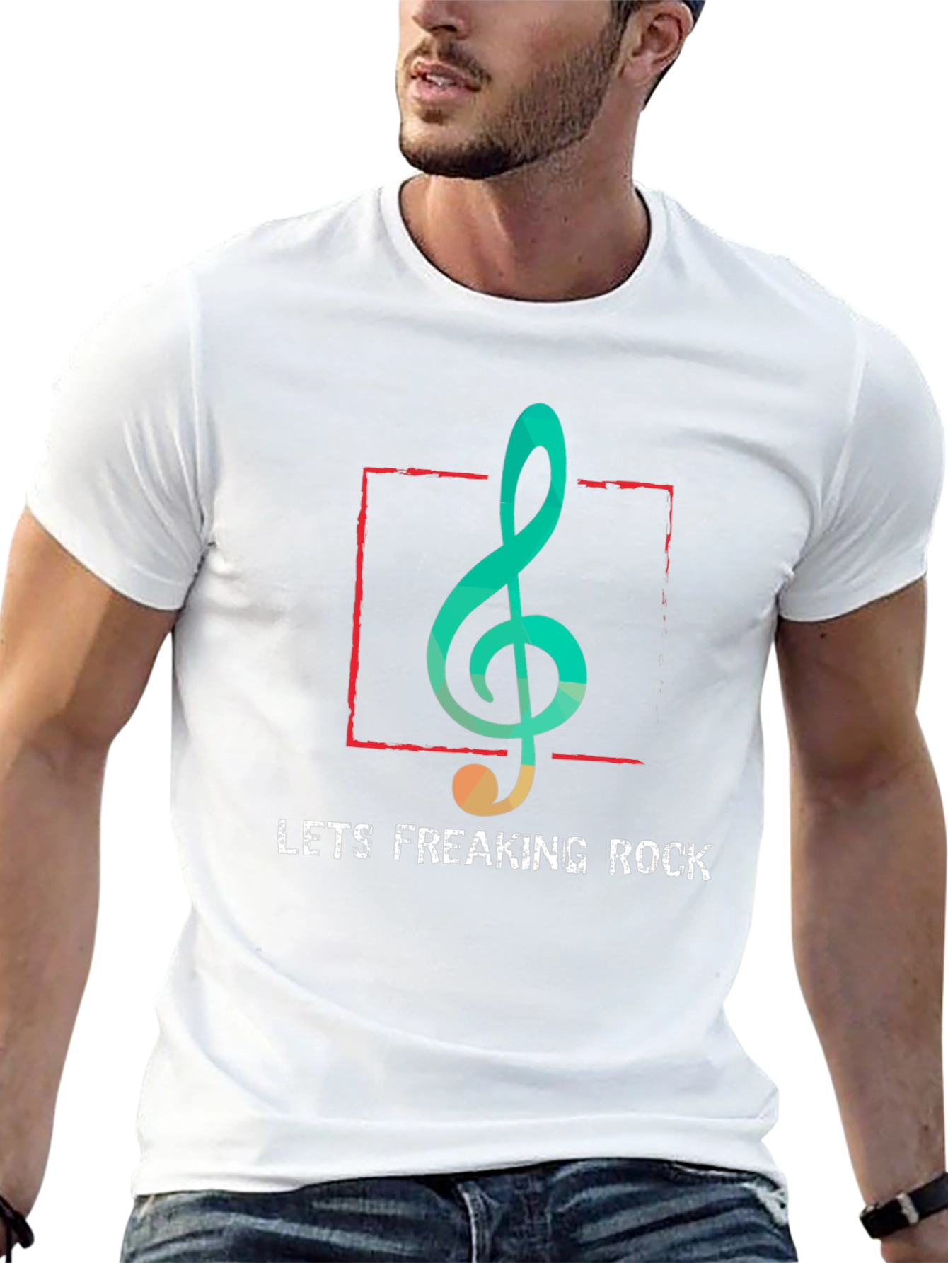 Lets Freaking Rock T-Shirt - Music Note Graphic Tee