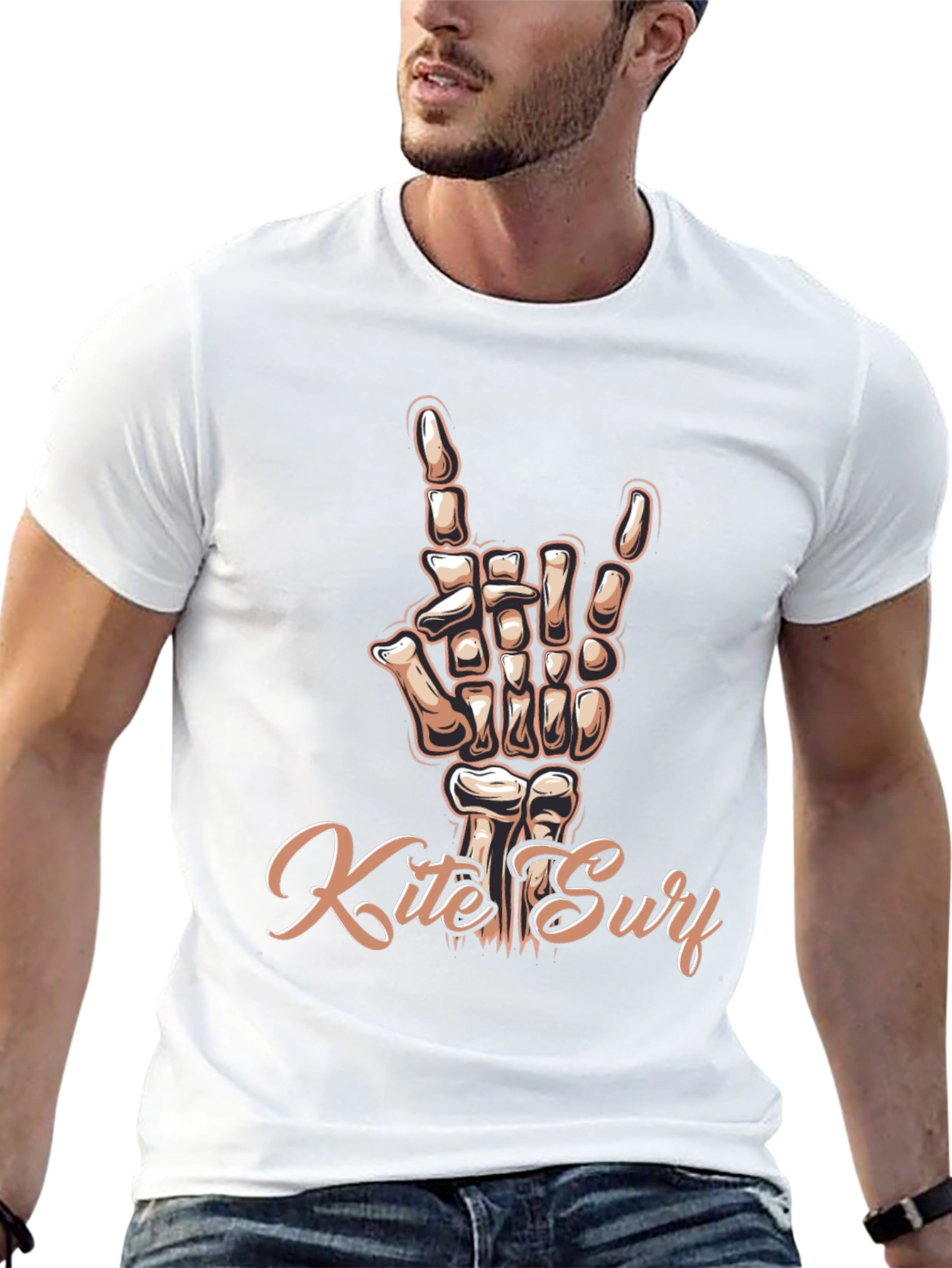 Kite Surf Skeleton Hand T-Shirt - Rock On!