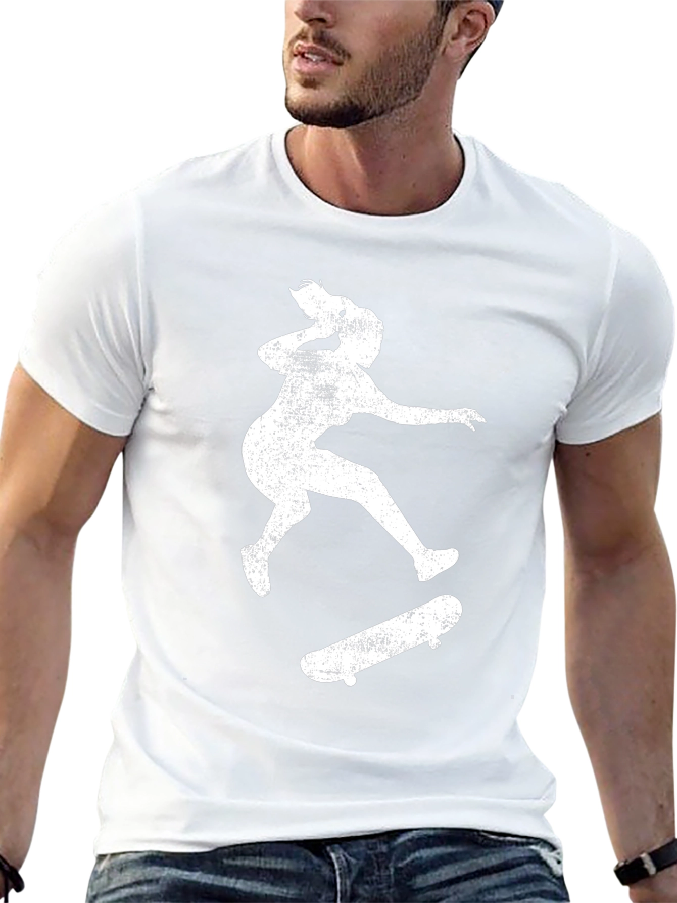 Skateboarding Silhouette Tee - Distressed Print
