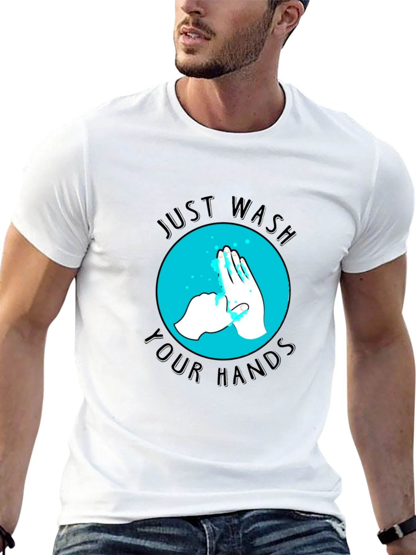 Just Wash Your Hands Graphic Tee - Black