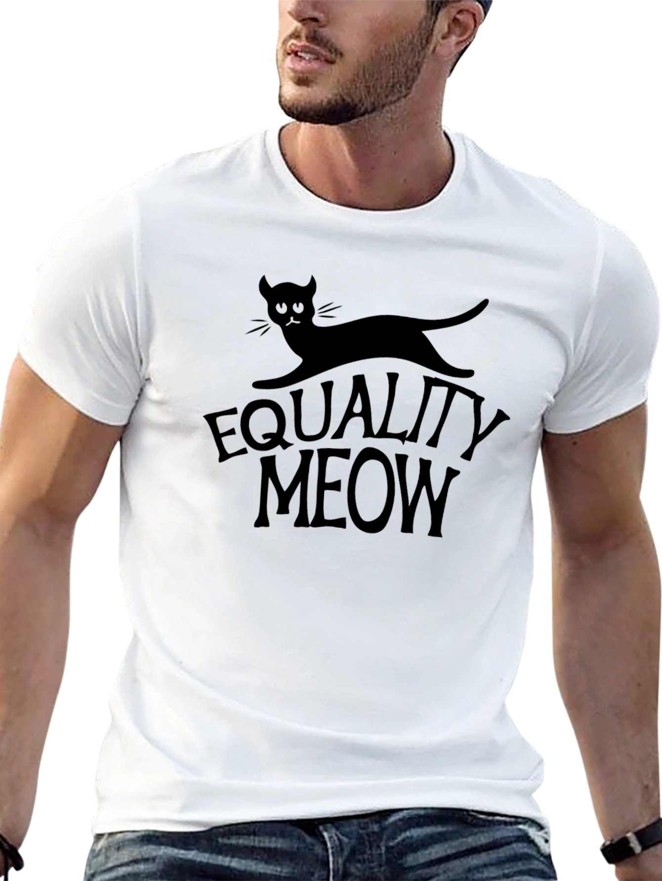 Equality Meow Black T-Shirt - Cat Lover Tee