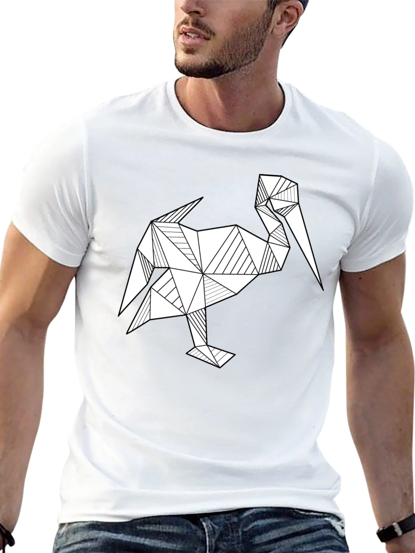 Geometric Pelican Graphic T-Shirt