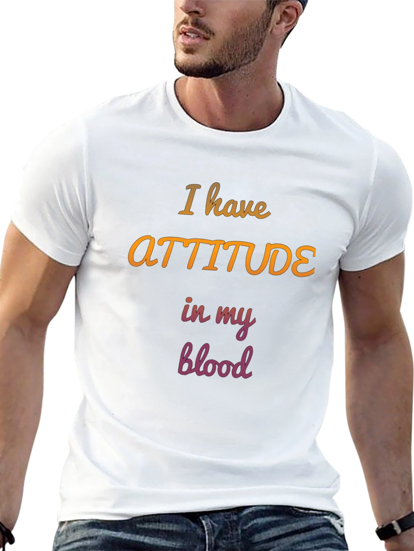 Attitude In My Blood Black Graphic T-Shirt