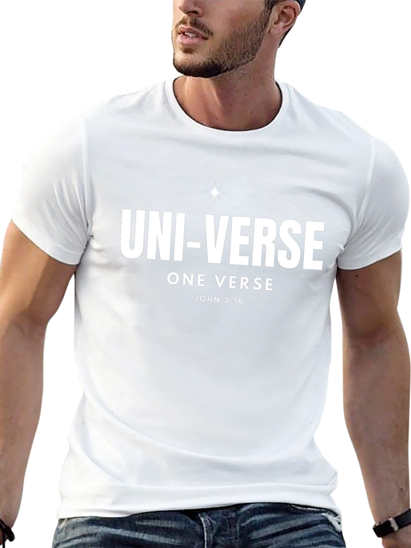 Uni-Verse Christian T-Shirt John 3:16 Black Cotton Tee
