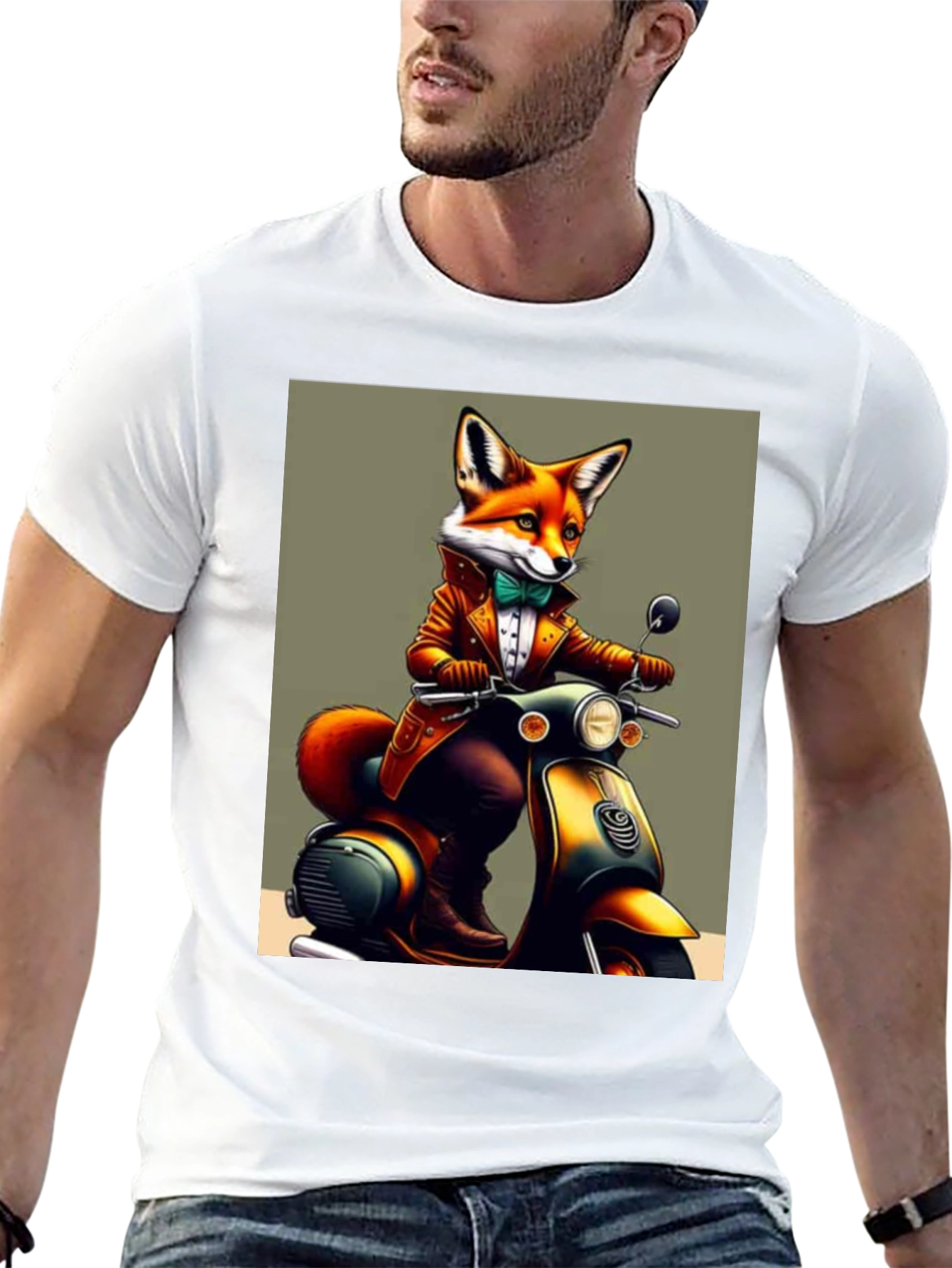 Fox on Scooter Graphic T-Shirt