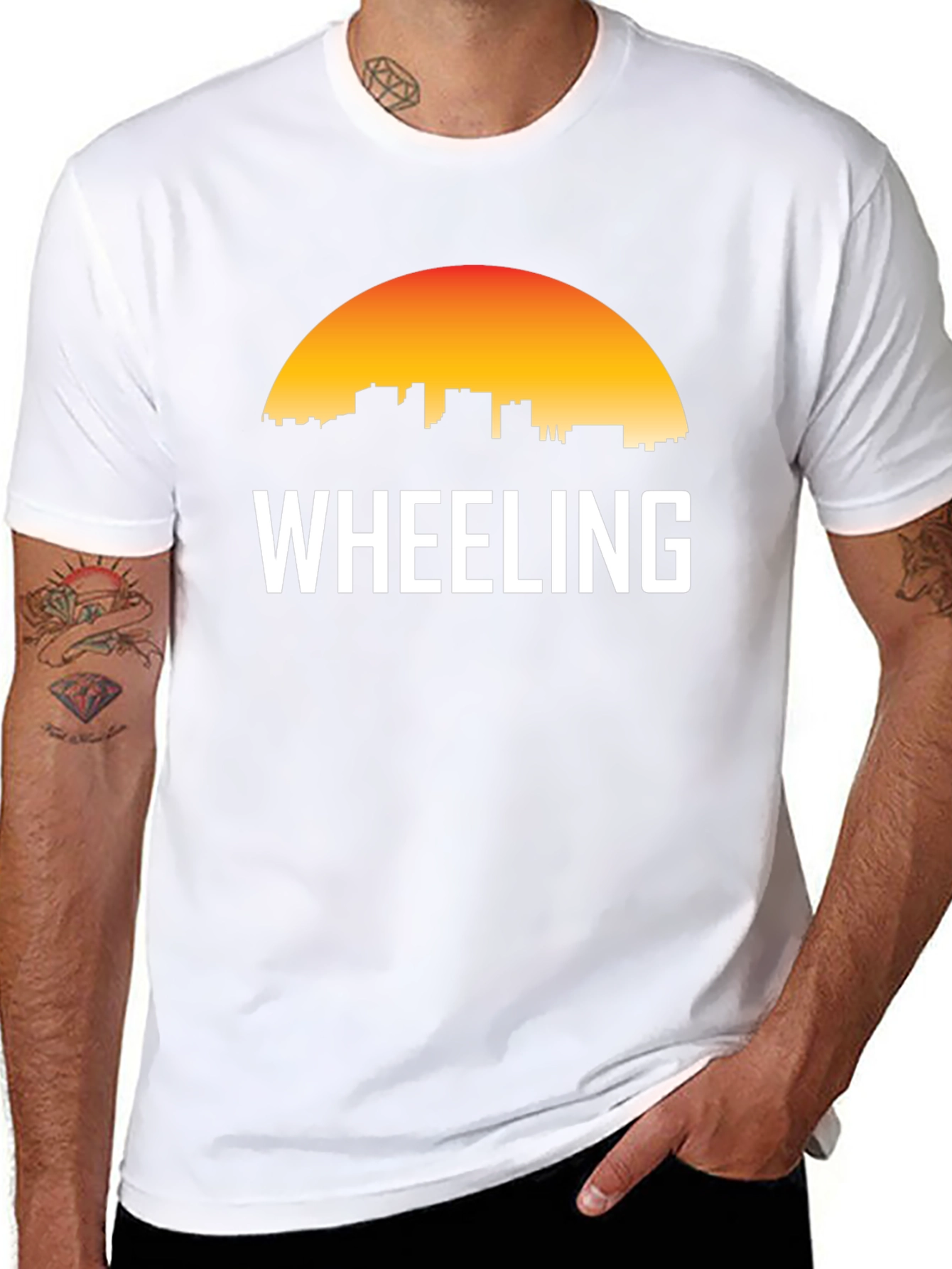 Wheeling WV T-Shirt Retro Sunset Skyline Graphic Tee