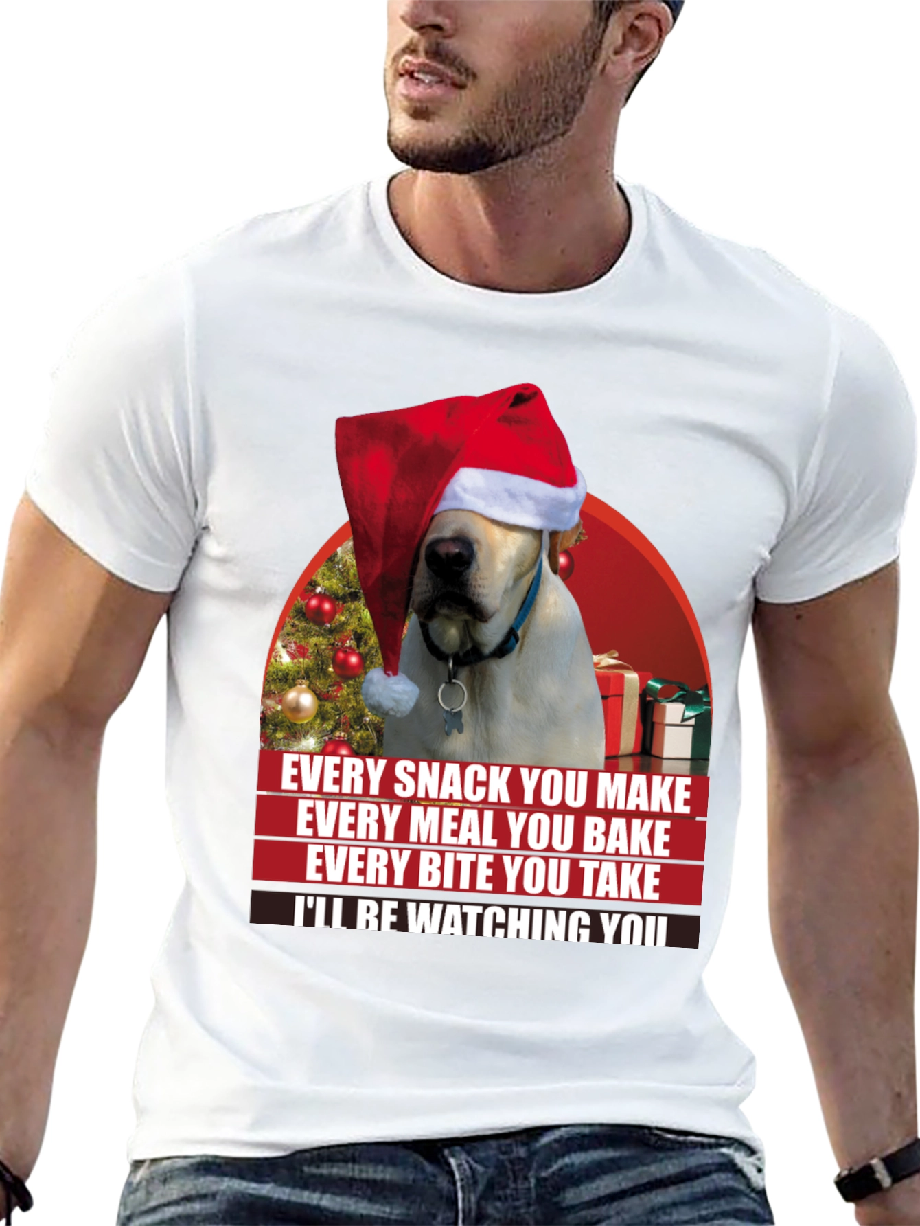 Funny Christmas Dog T-Shirt - Every Snack You Make