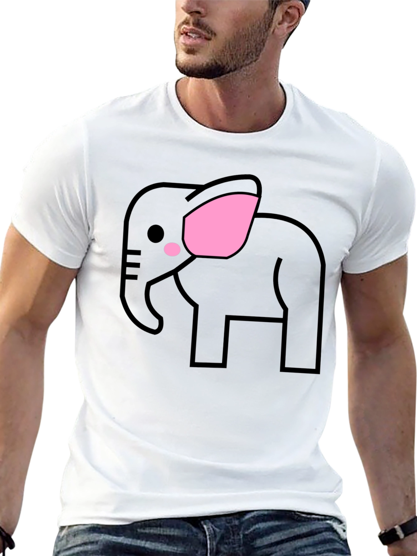 Cute Elephant Graphic T-Shirt - Black