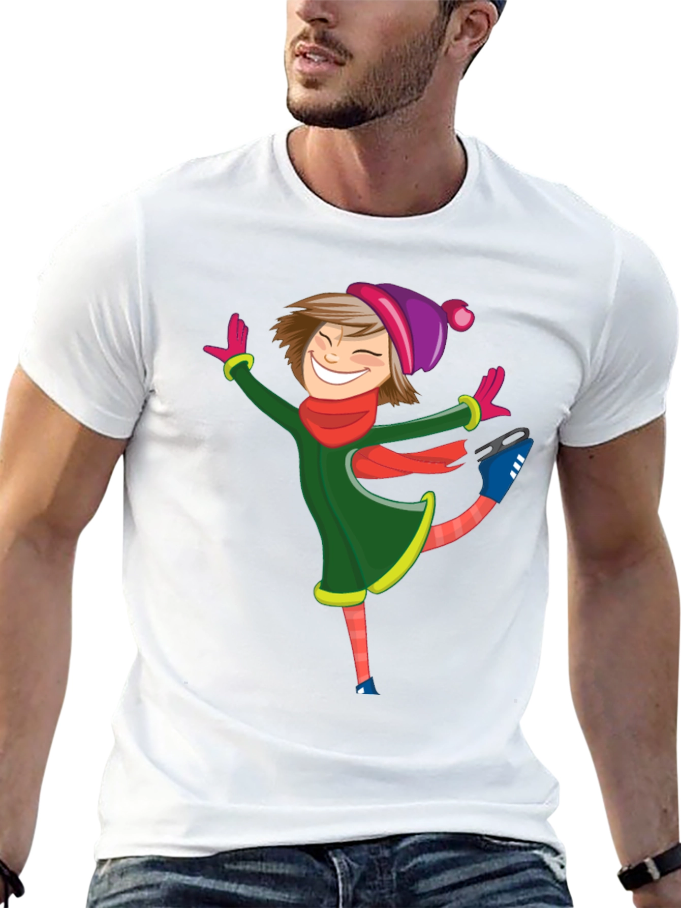 Skating Girl Graphic Tee - Black Cotton Blend Shirt