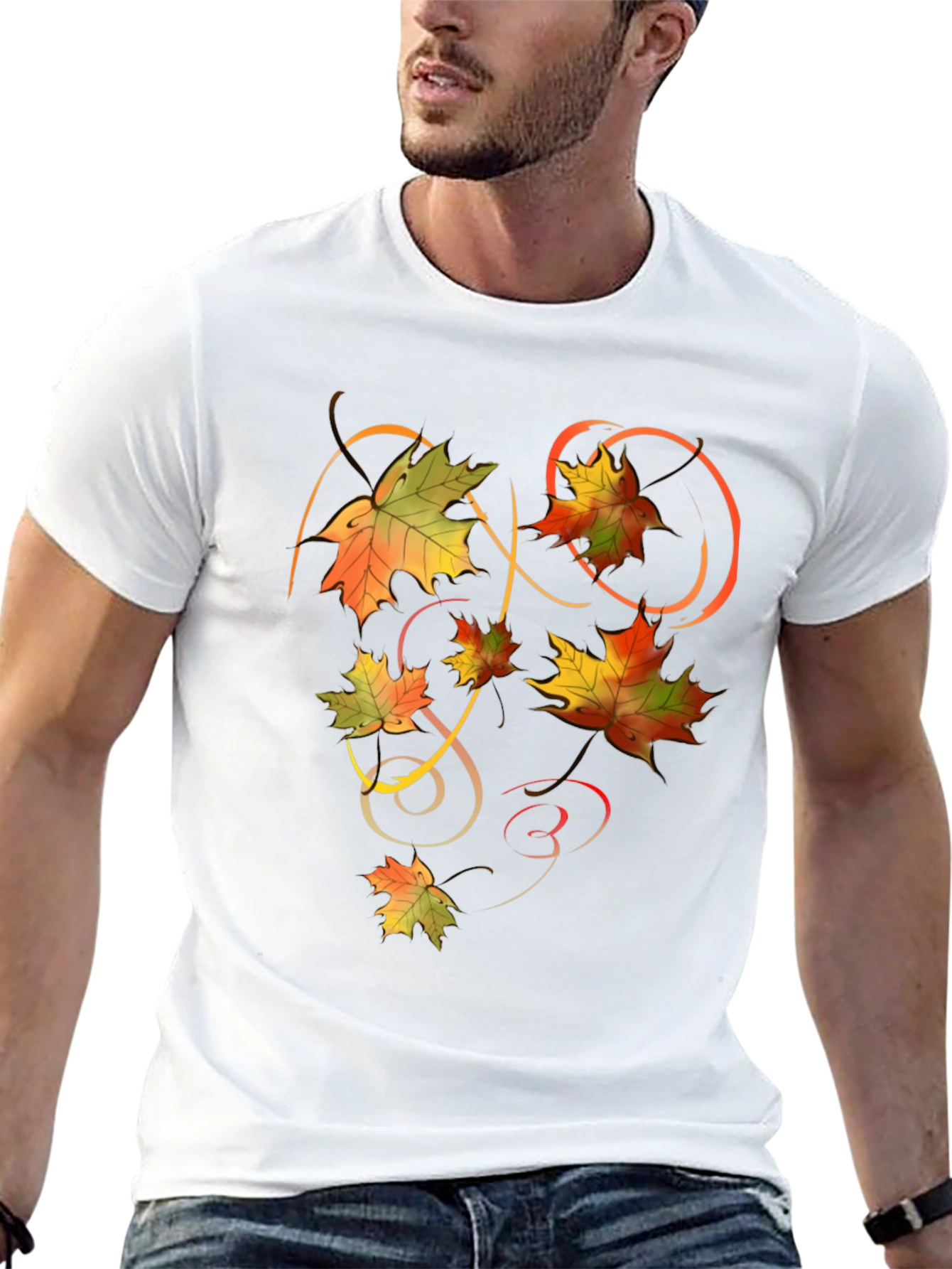 Autumn Leaves Graphic Black T-Shirt