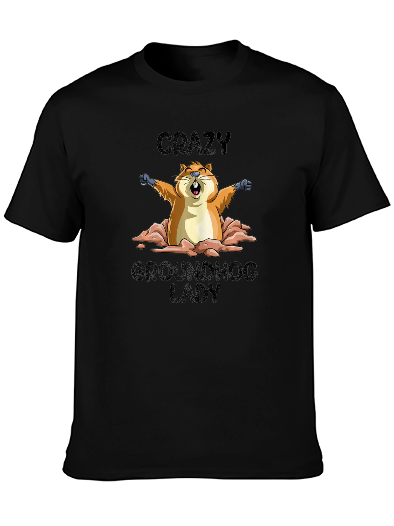 Crazy Groundhog Lady Graphic T-Shirt