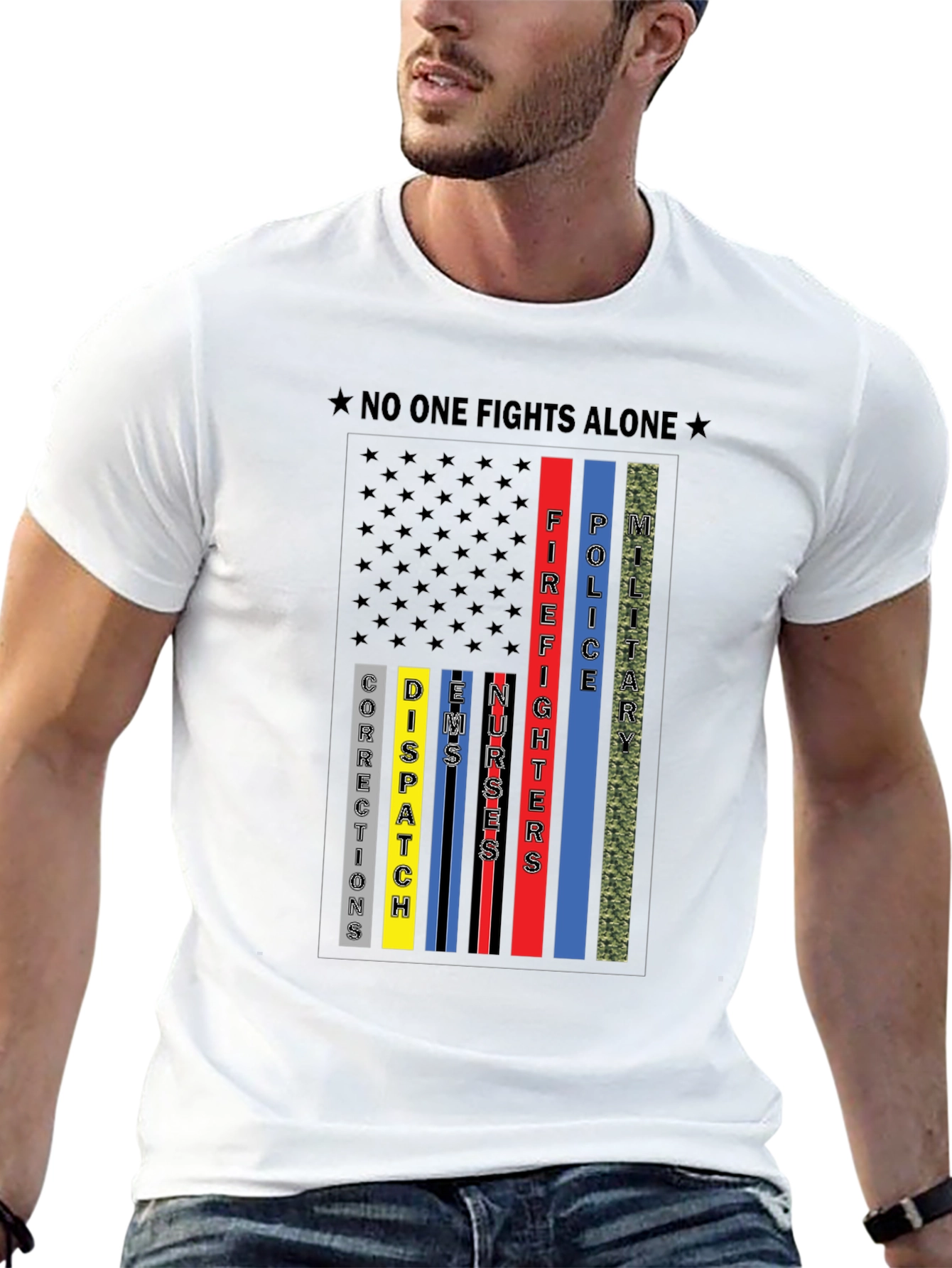 No One Fights Alone First Responder T-Shirt