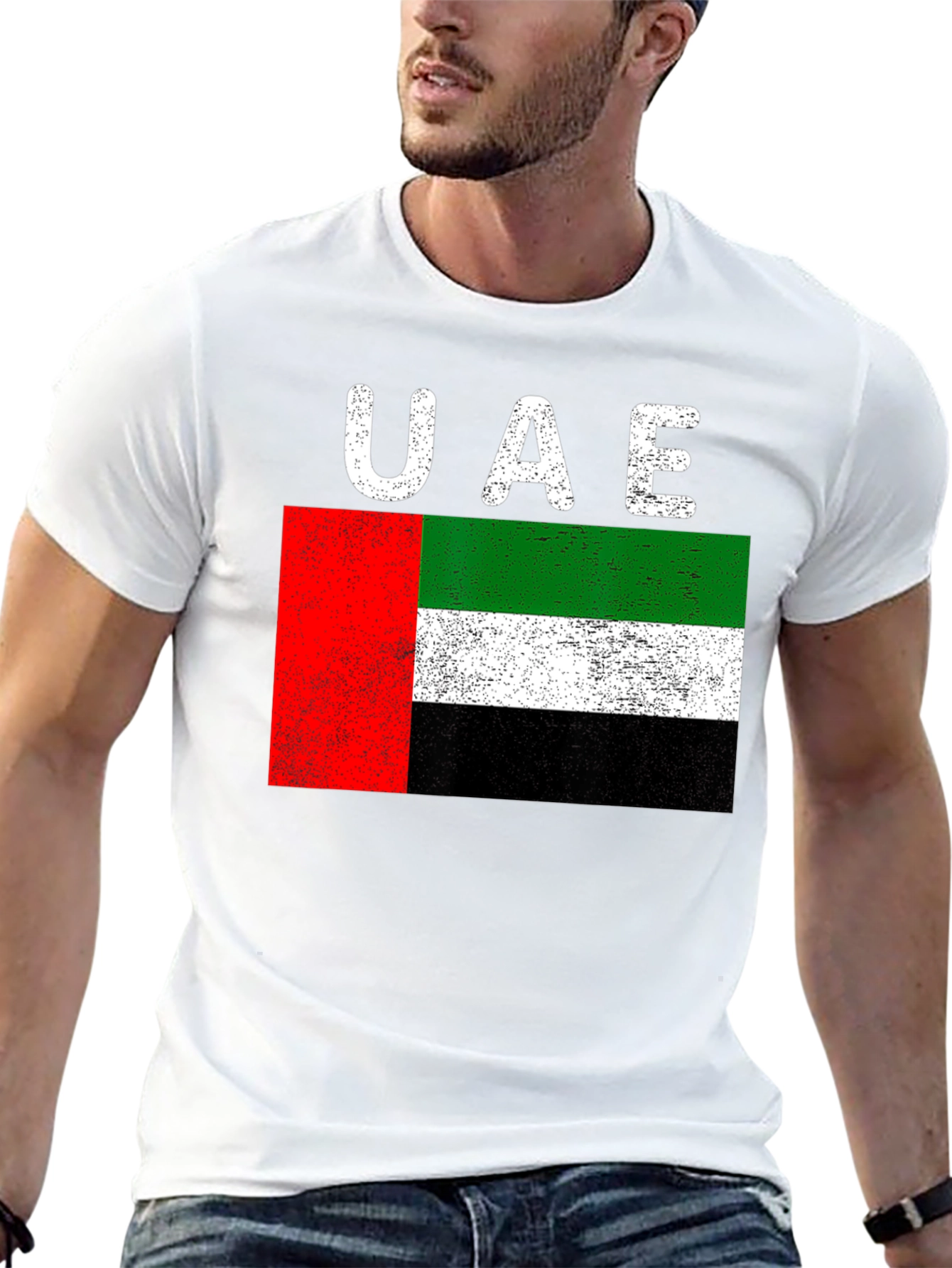 UAE Flag Distressed Graphic T-Shirt