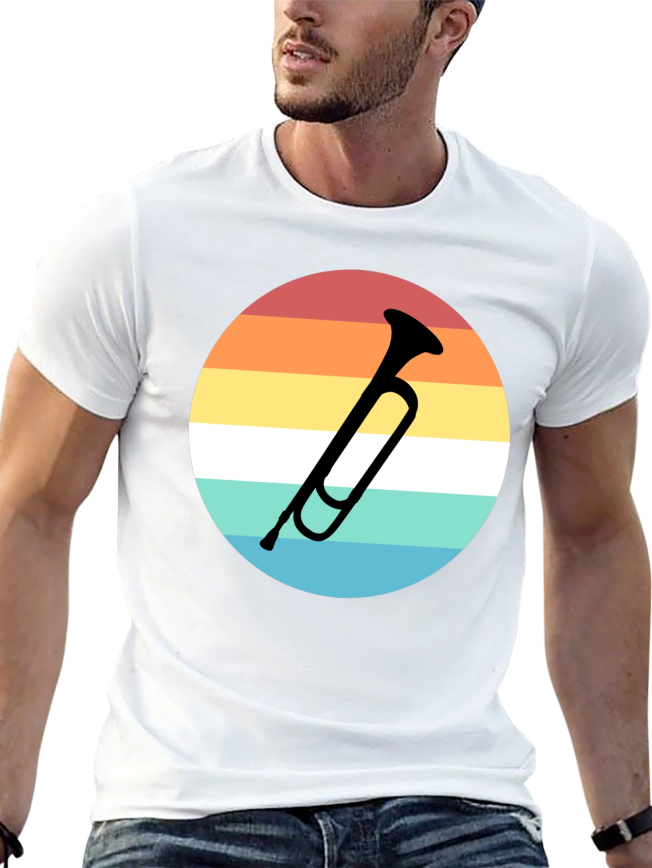 Retro Trumpet Graphic Tee - Musician Style Shirt