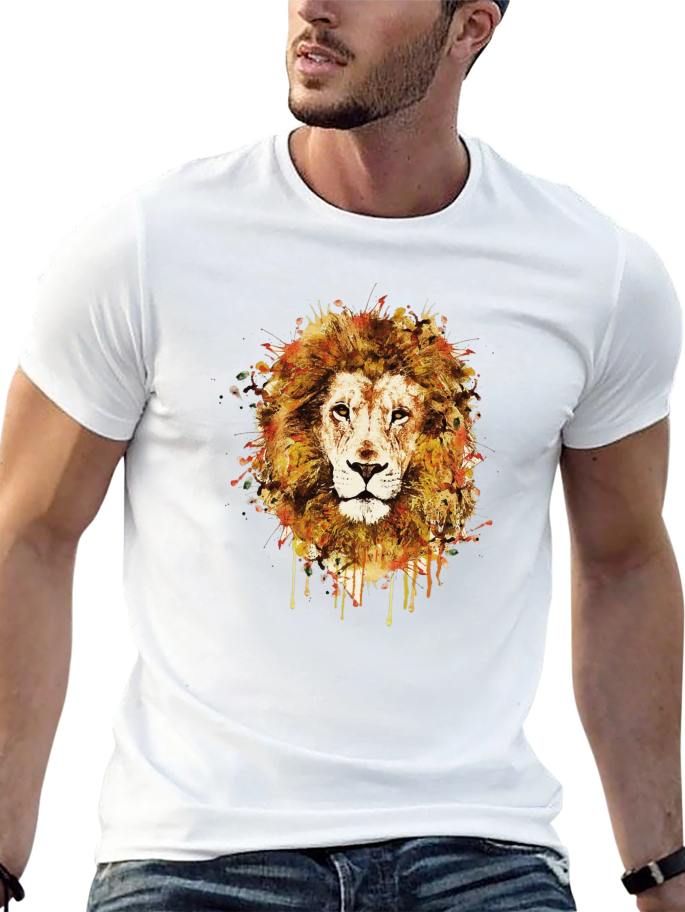 Lion Graphic Tee - Trendy Mens Black T-Shirt