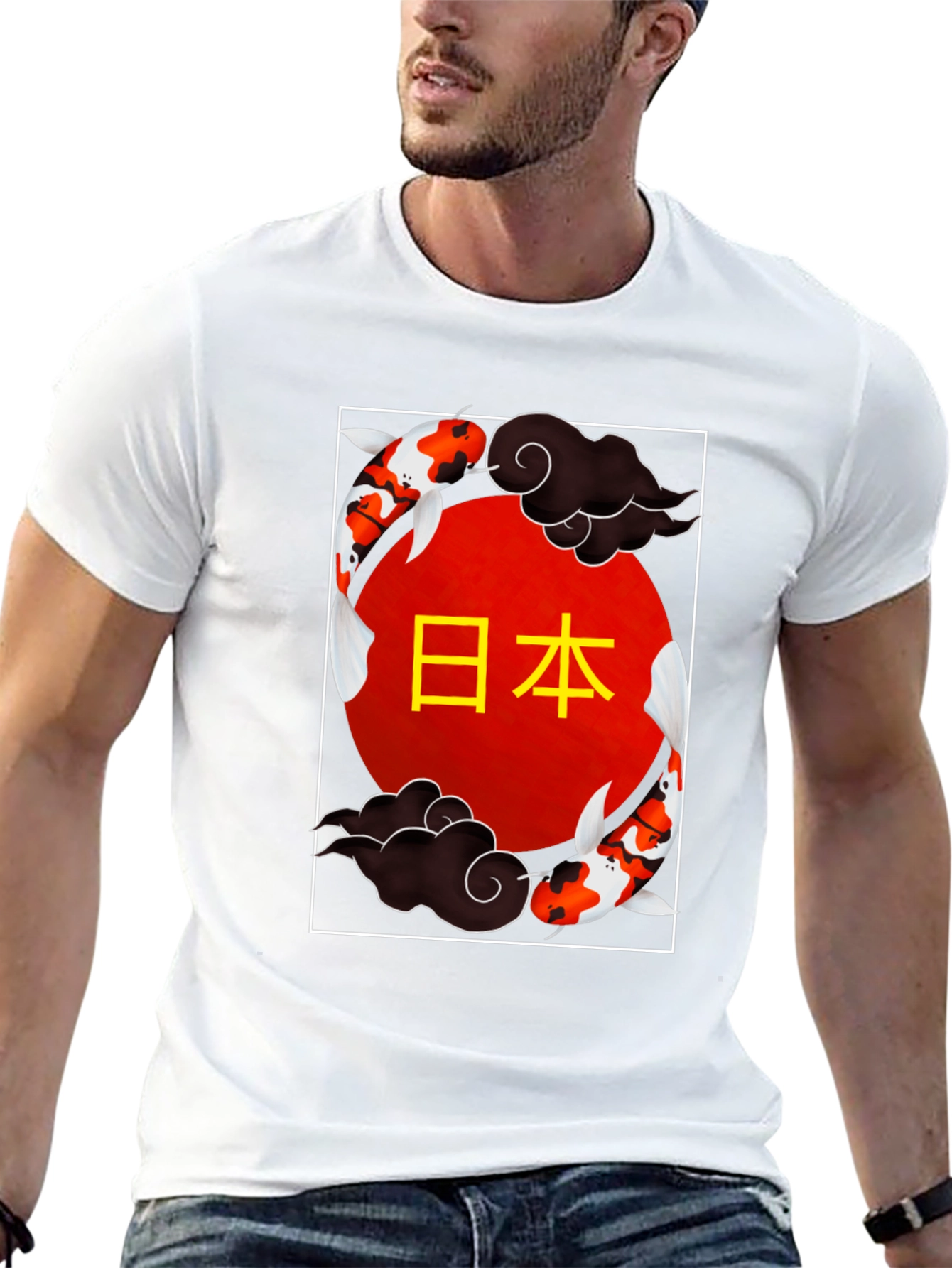Koi Fish Japan T-Shirt Black Graphic Tee