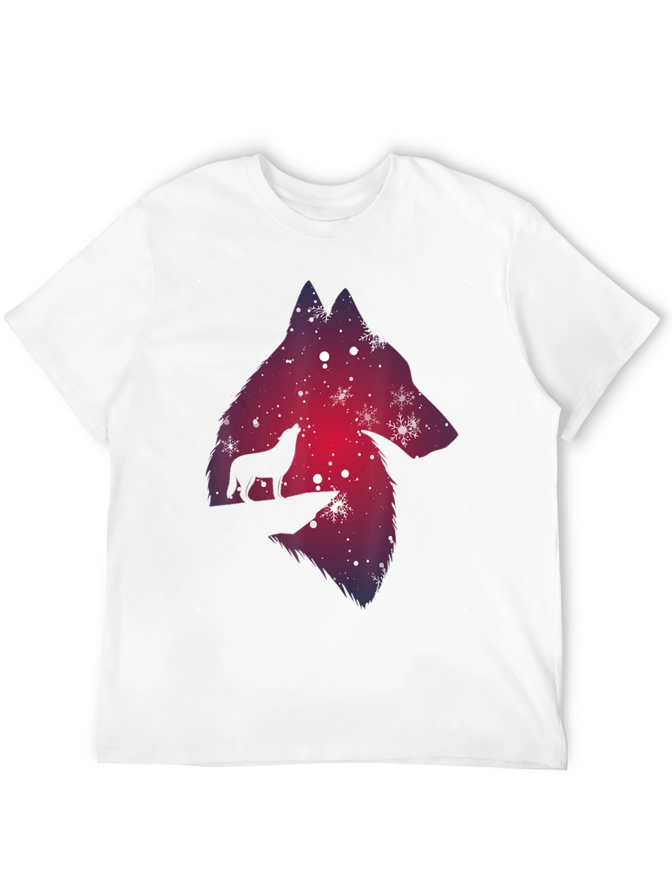 Wolf Silhouette T-Shirt - Winter Night Design