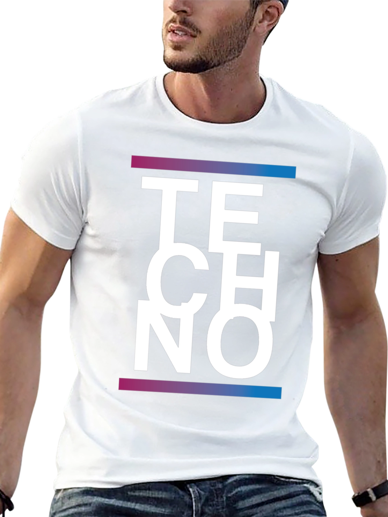Techno Graphic Print Black T-Shirt