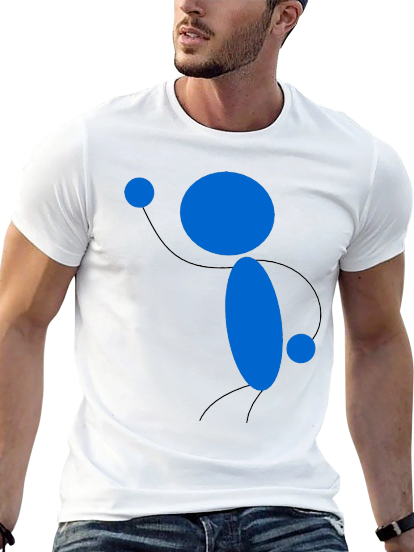 Abstract Blue Figure Black T-Shirt