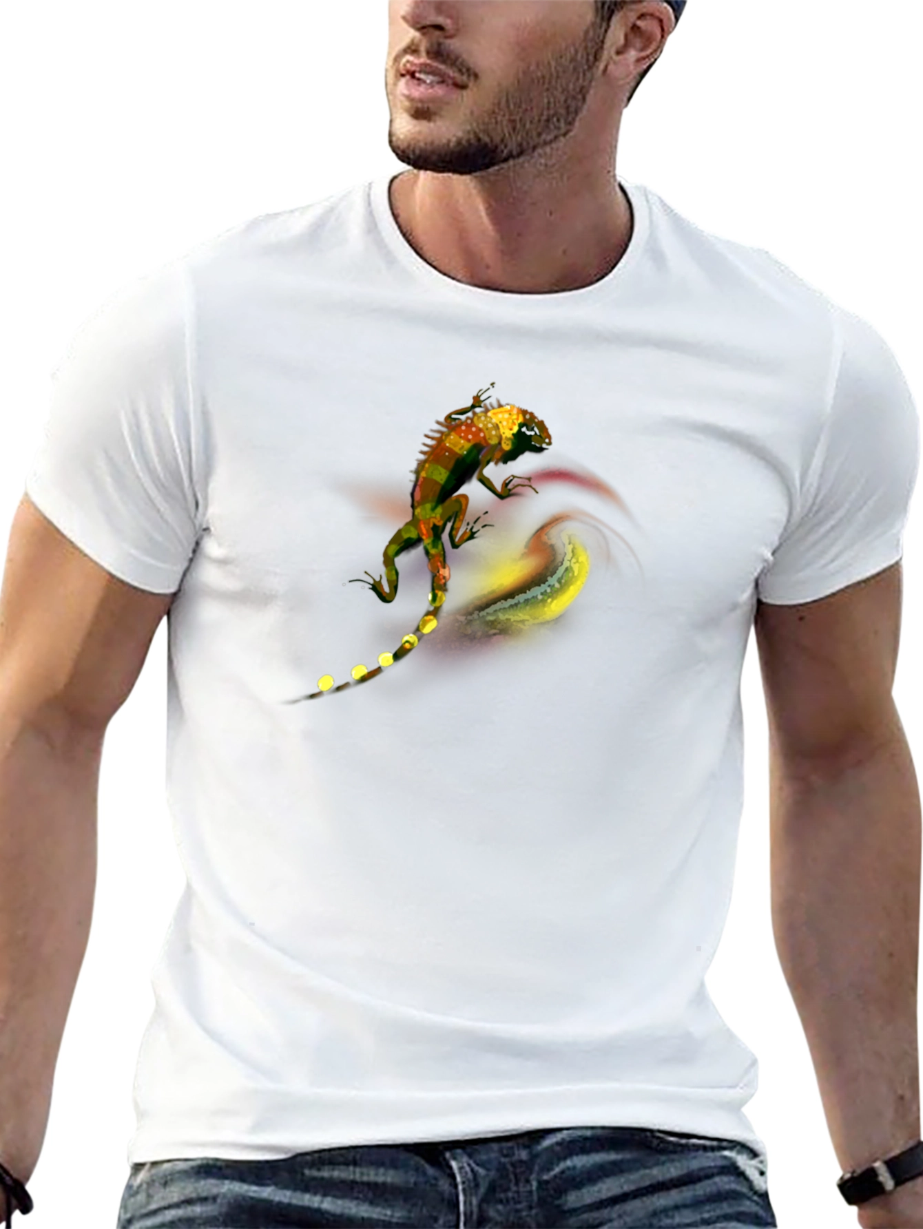 Lizard Graphic Tee - Artistic Black T-Shirt