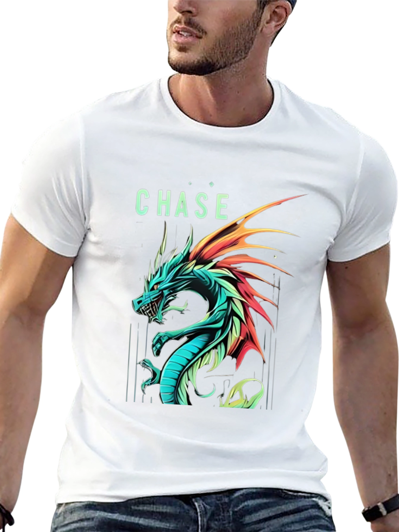 Chase Dragon Graphic Print Black T-Shirt