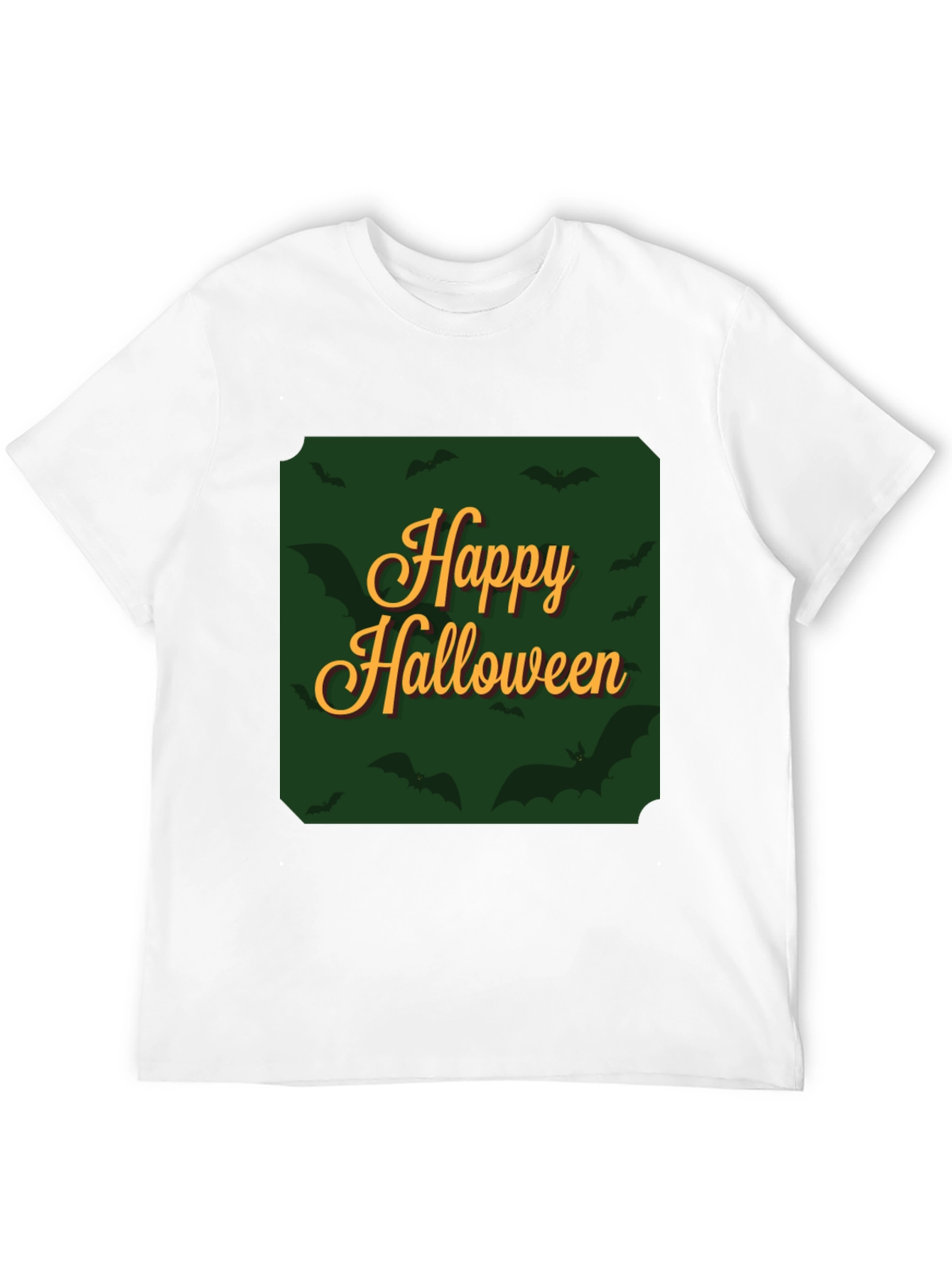 Happy Halloween Bat Graphic Tee - Black