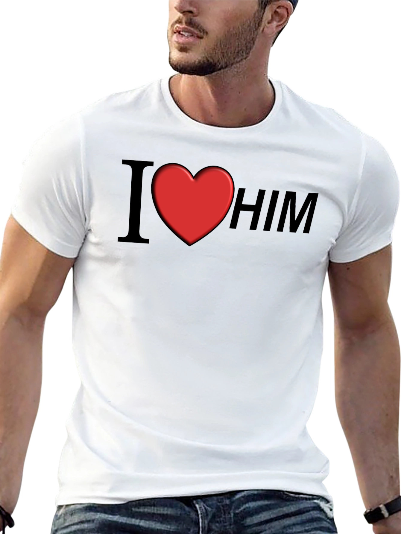 I Heart Him Graphic Tee - Black Unisex T-Shirt