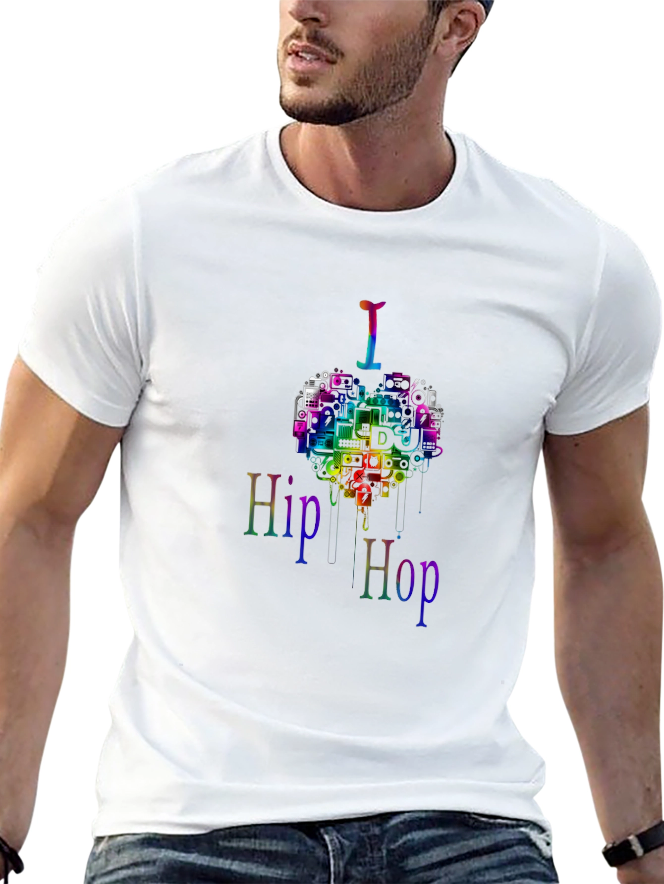 Hip Hop DJ Rainbow Graphic T-Shirt