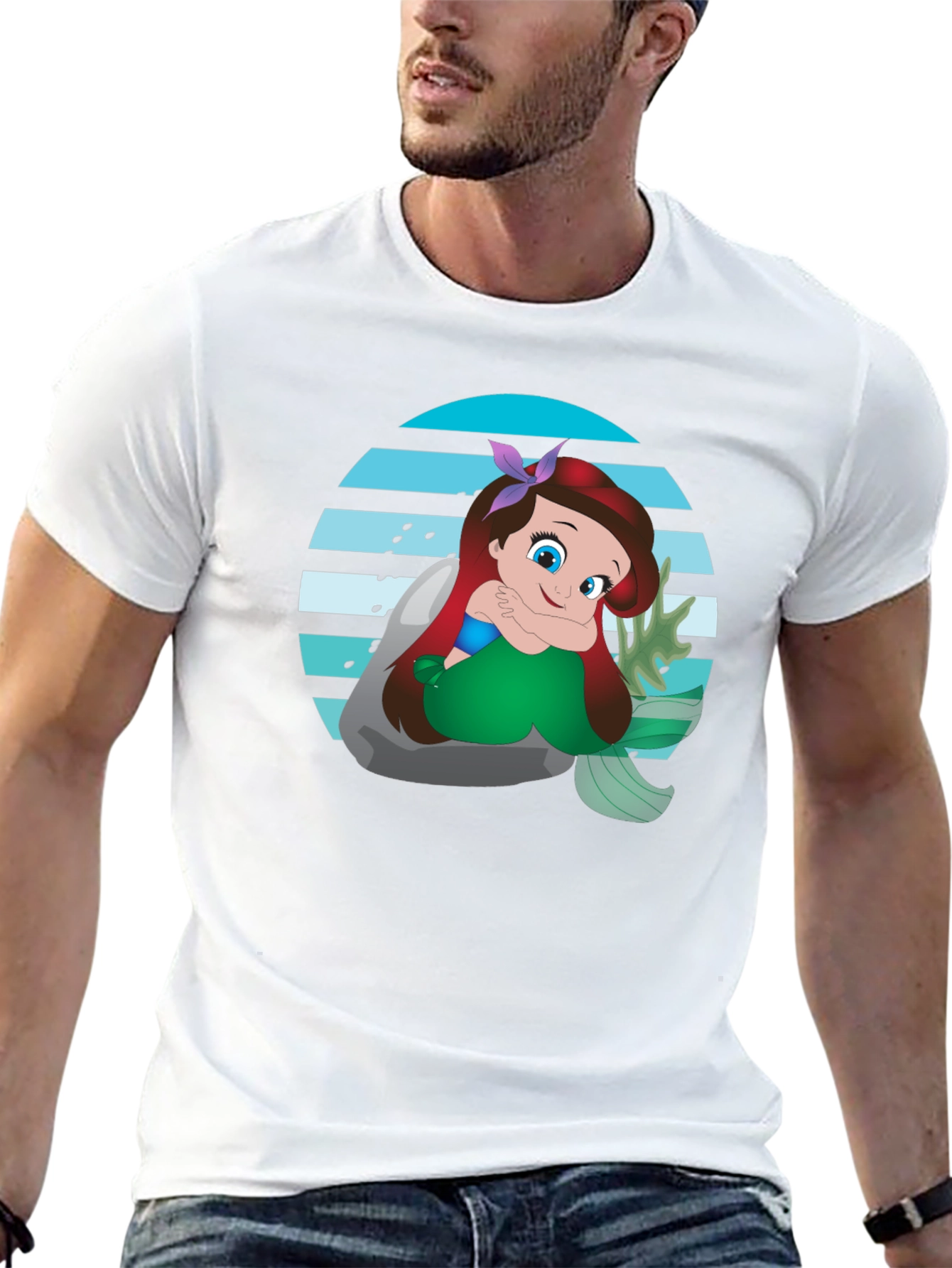Ariel Mermaid Graphic Black T-Shirt