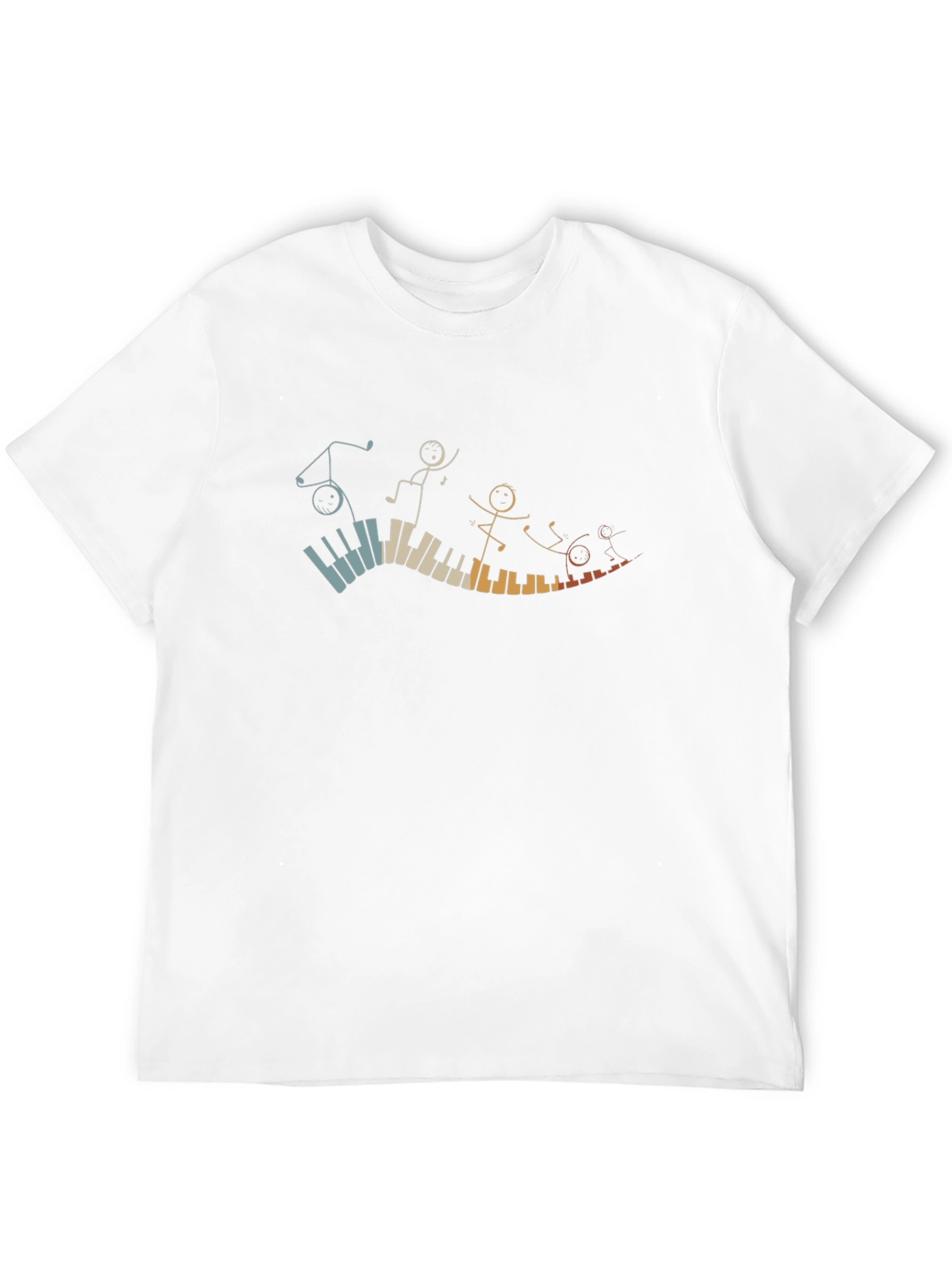 Musical Piano Stick Figures Black T-Shirt
